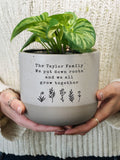 PMC personalised floral flecked ceramic plant pot 14.5cm, imported from the UK