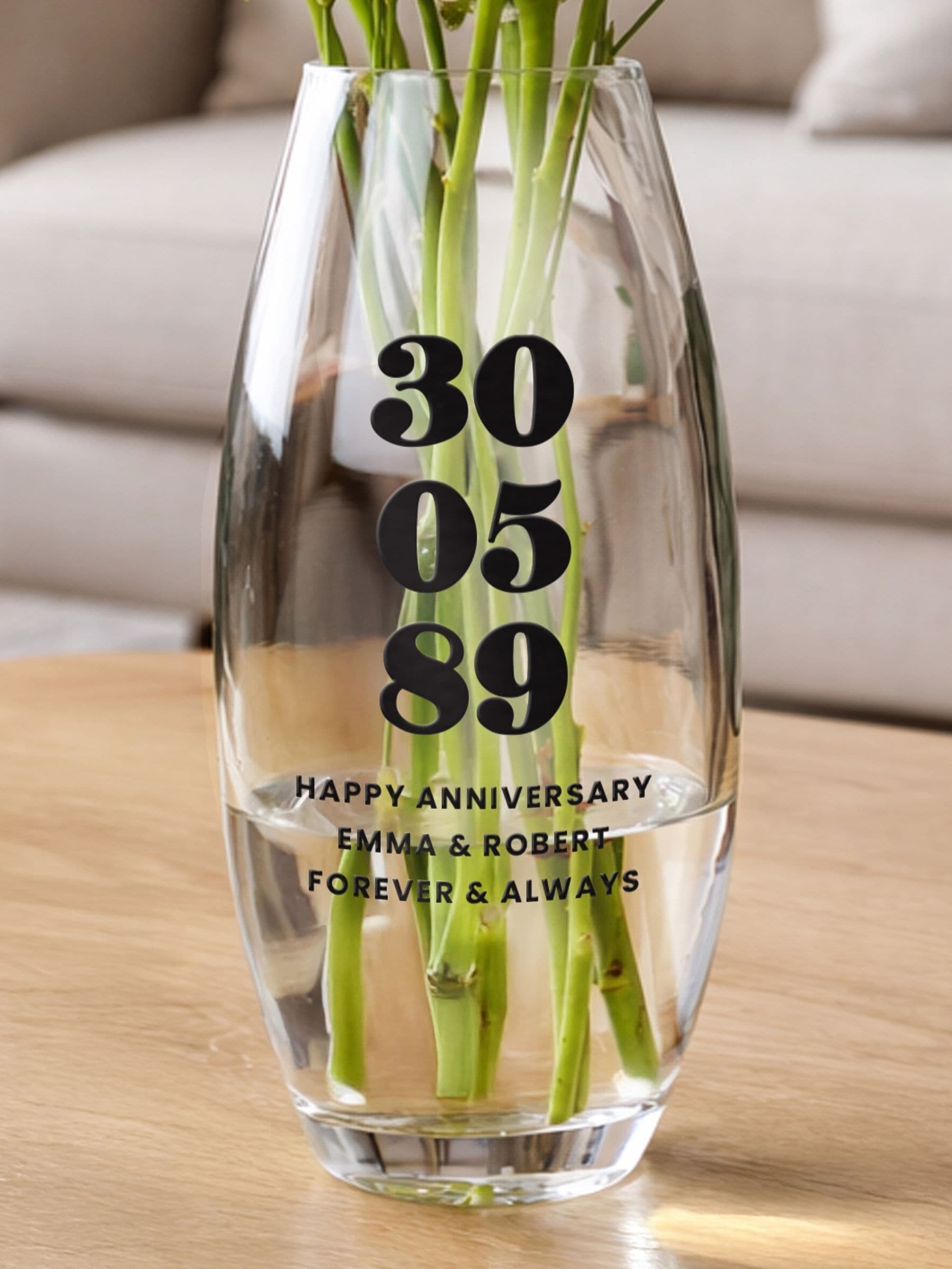 PMC personalised anniversary vase 10x23.5cm (British brand)