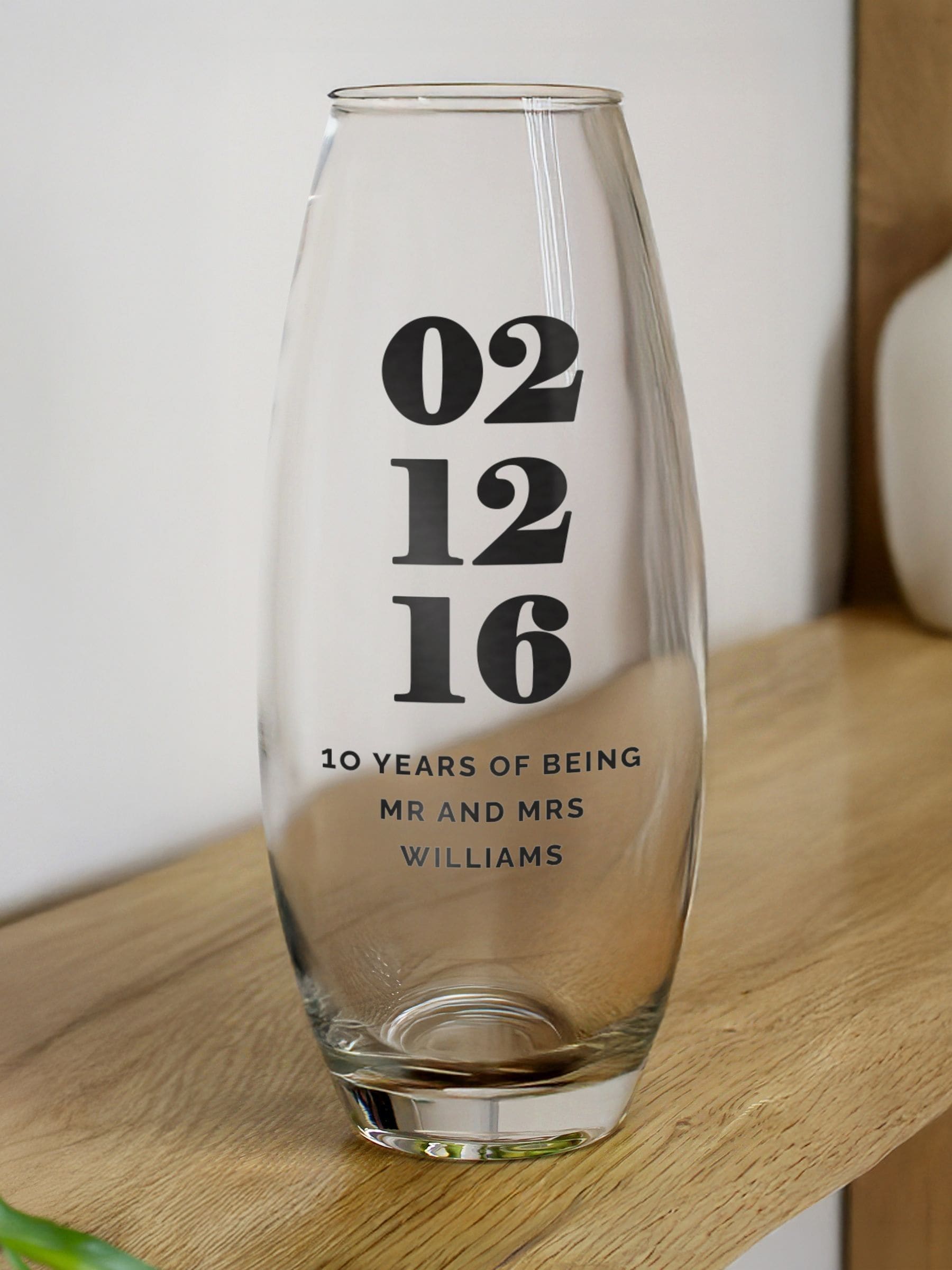 PMC personalised anniversary vase 10x23.5cm (British brand)