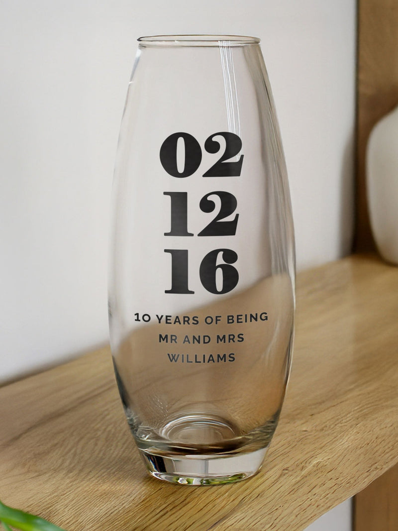 PMC personalised anniversary vase 10x23.5cm (British brand)