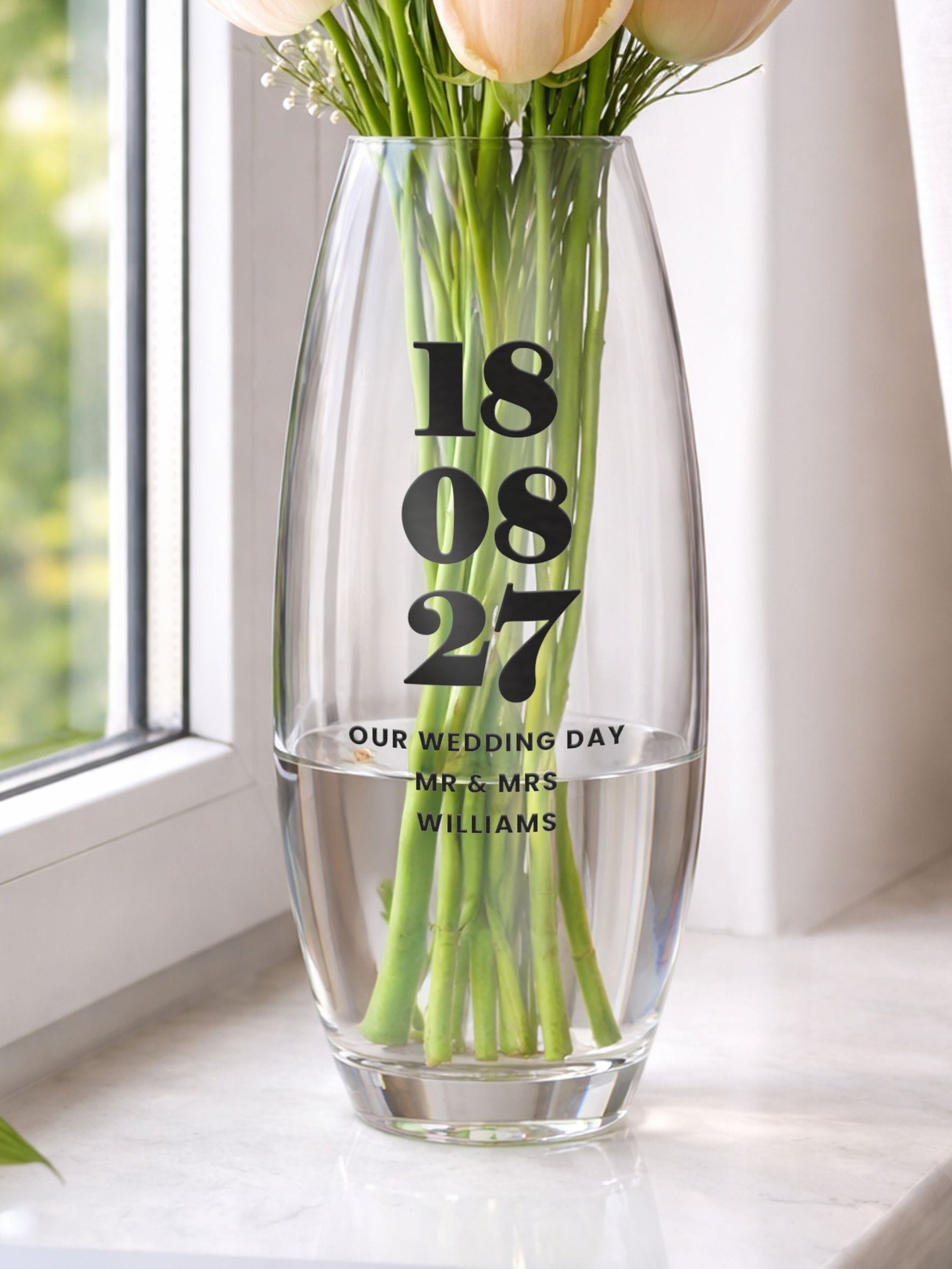 PMC personalised anniversary vase 10x23.5cm (British brand)