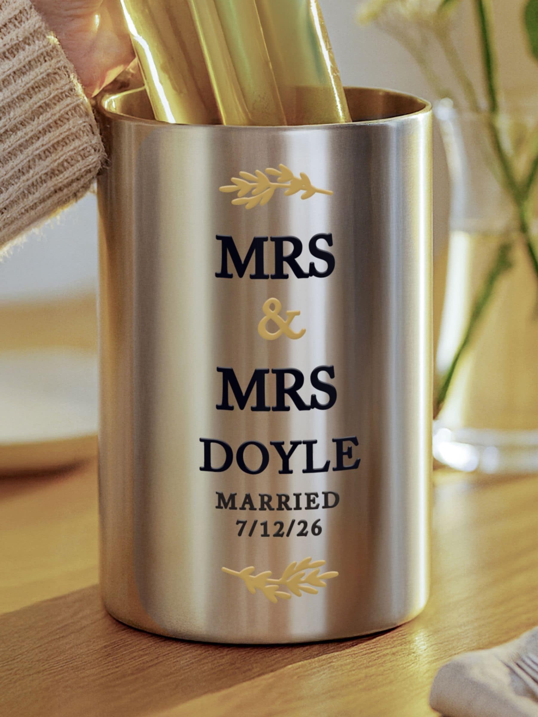 PMC personalised wedding wine cooler stainless steel - British product
