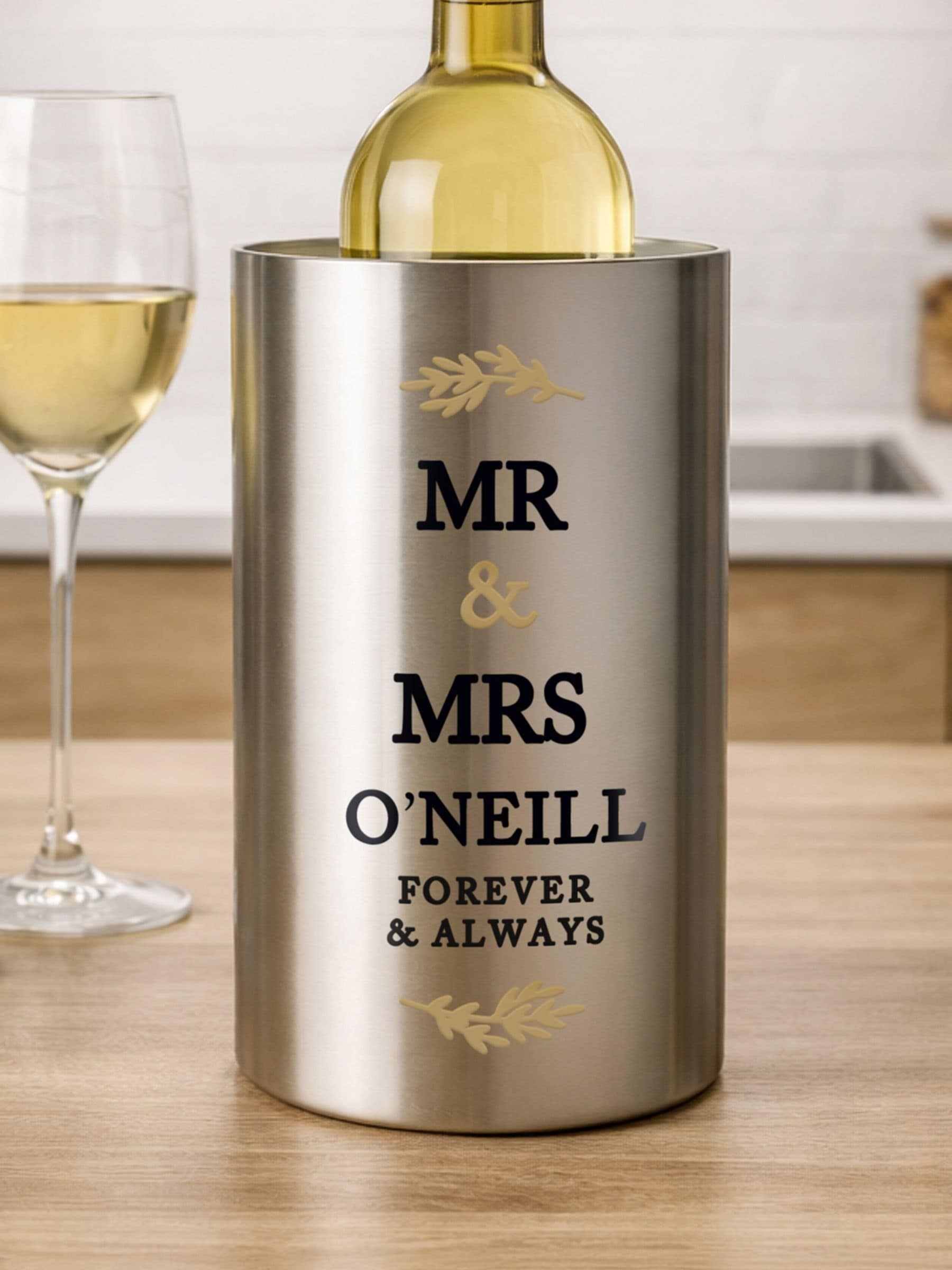 PMC personalised wedding wine cooler stainless steel - British product