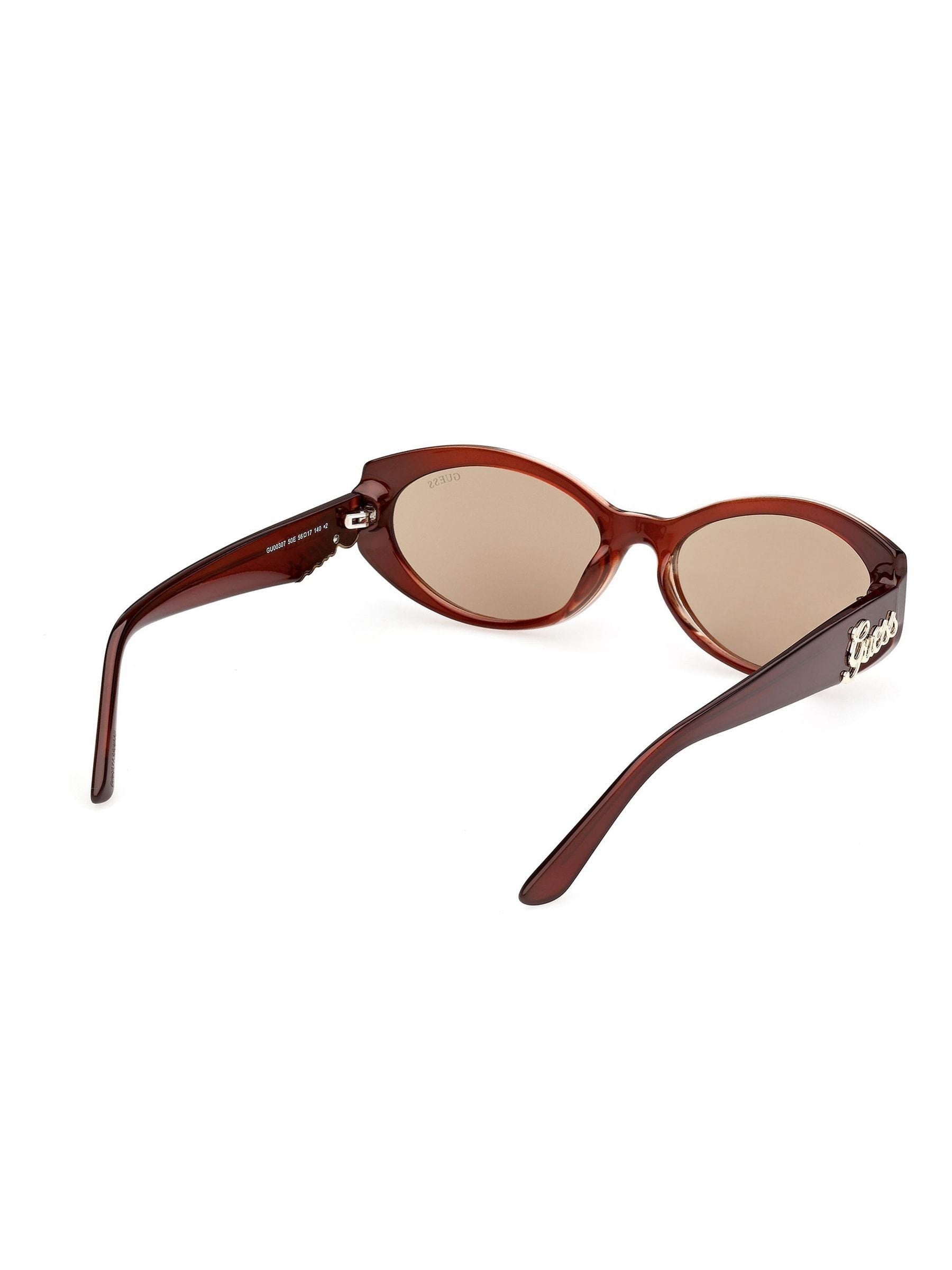 Guess brown injected sunglasses with oval shape and Guess logo - British product