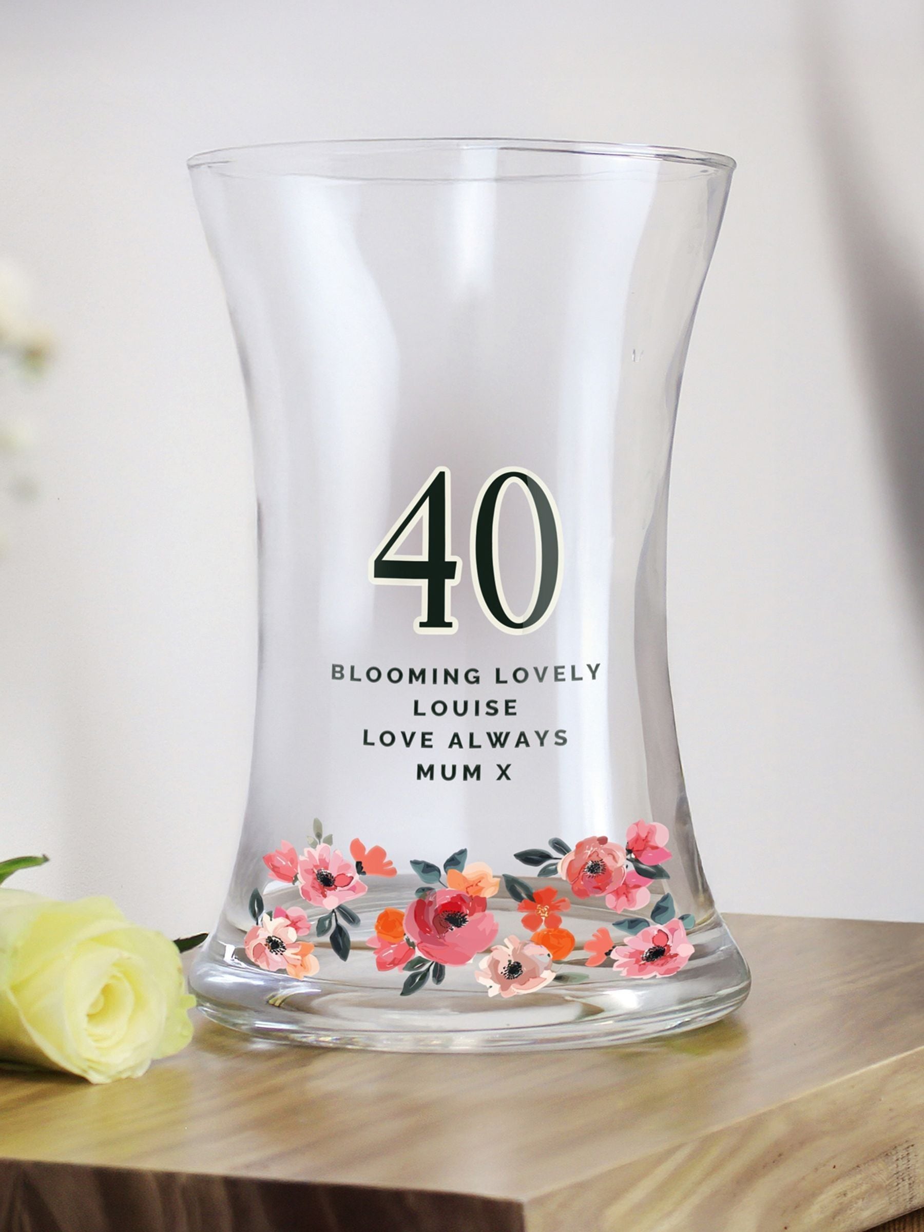 PMC personalised floral waisted vase - British product