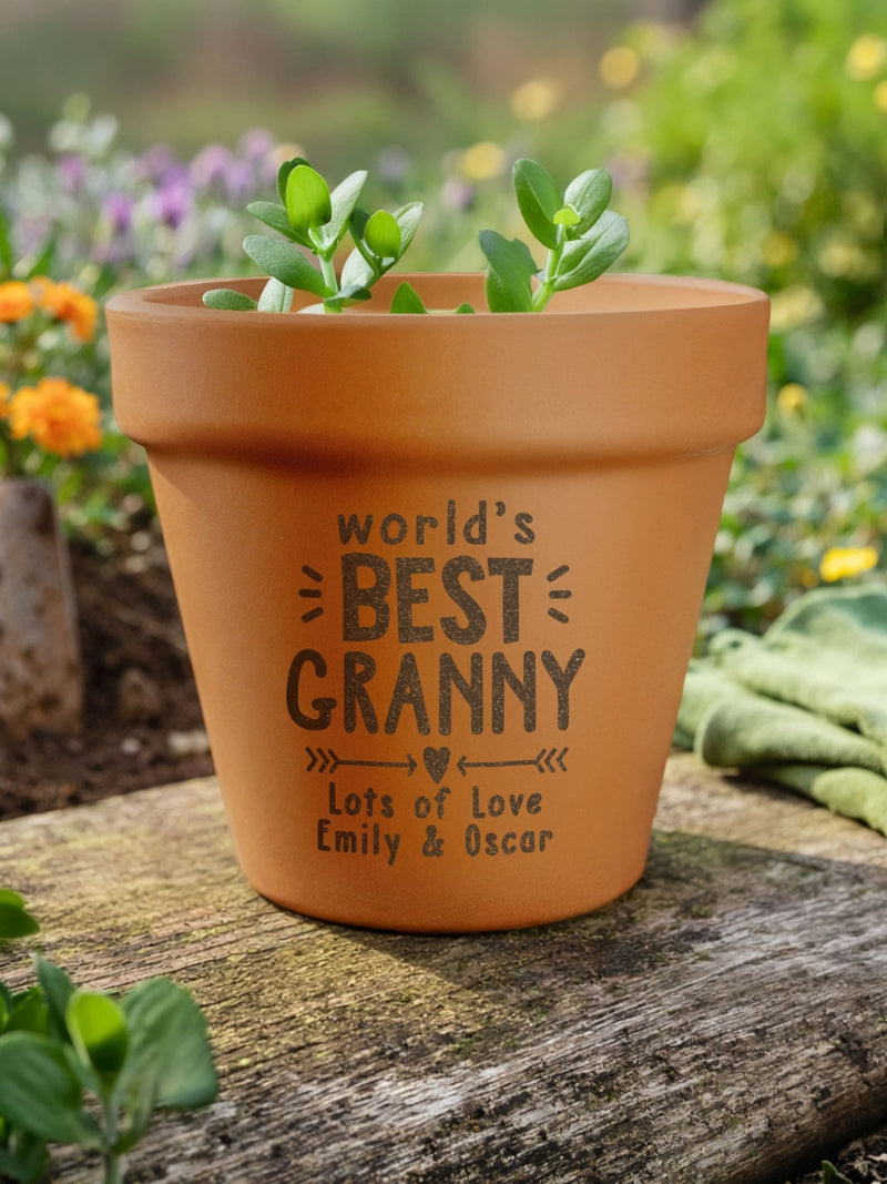 PMC personalised terracotta plant pot - British product
