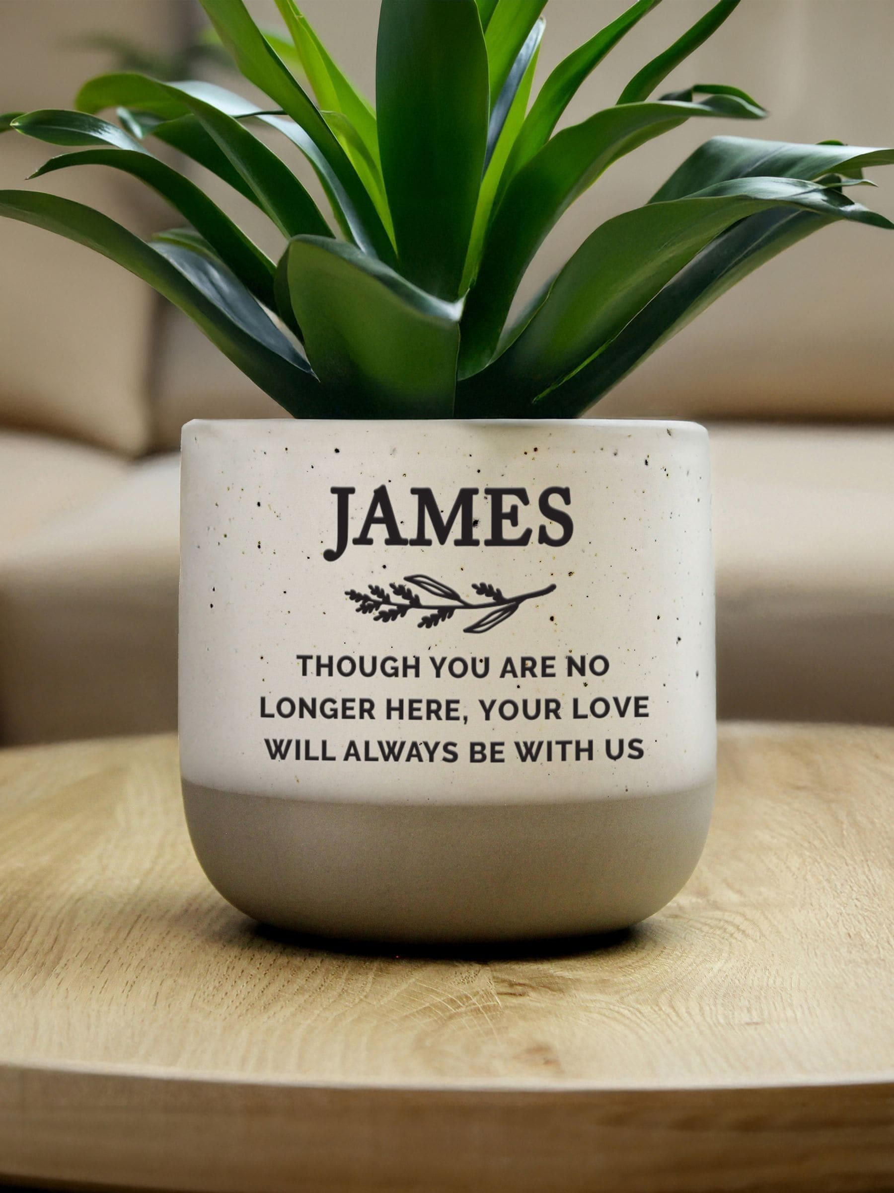 PMC personalised memorial flecked plant pot, imported from the UK