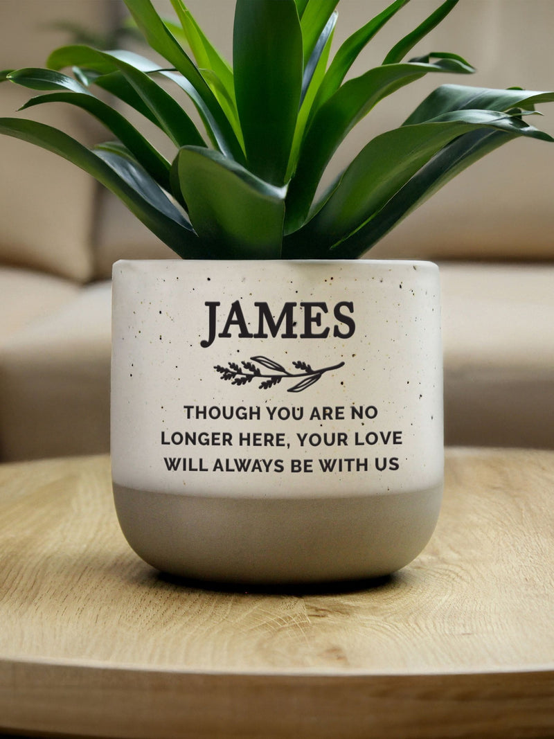 PMC personalised memorial flecked plant pot, imported from the UK