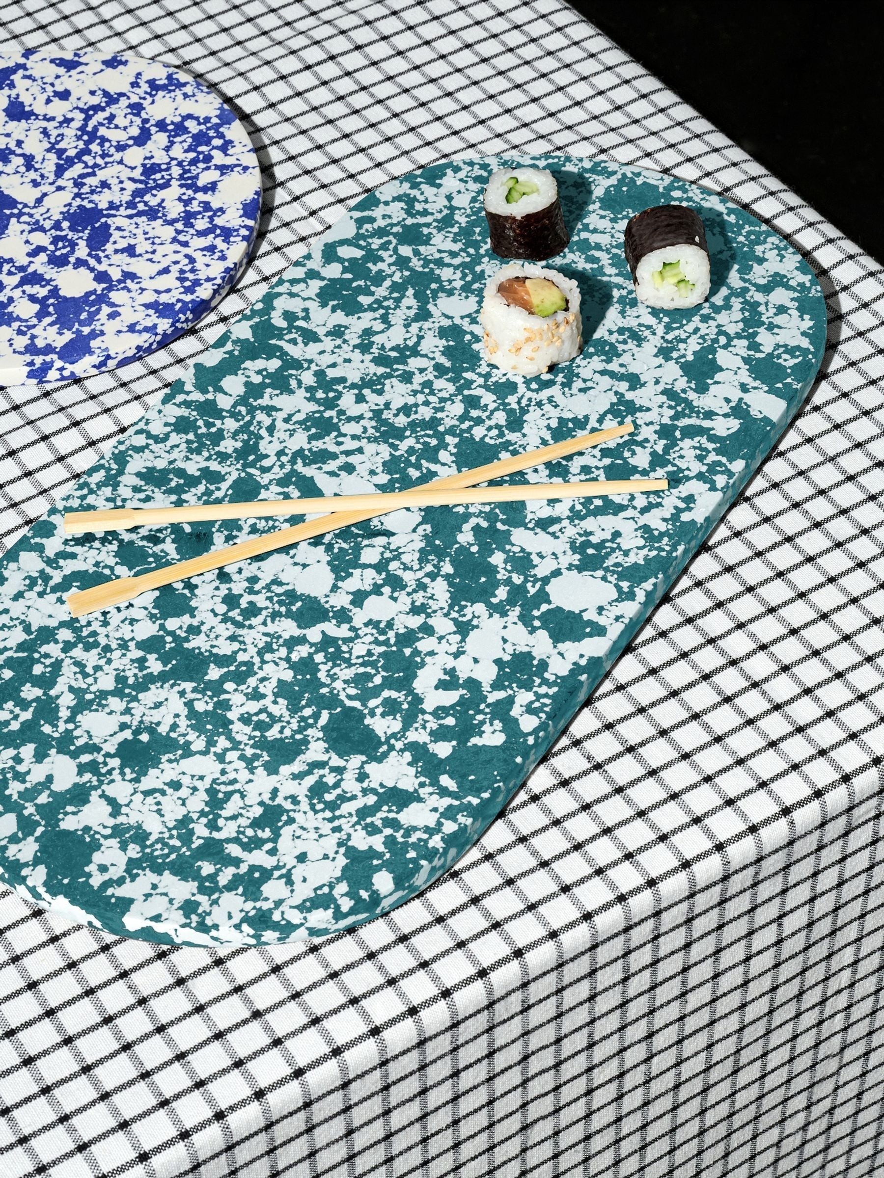 Curateology Green and White Rock large serving platter - British product