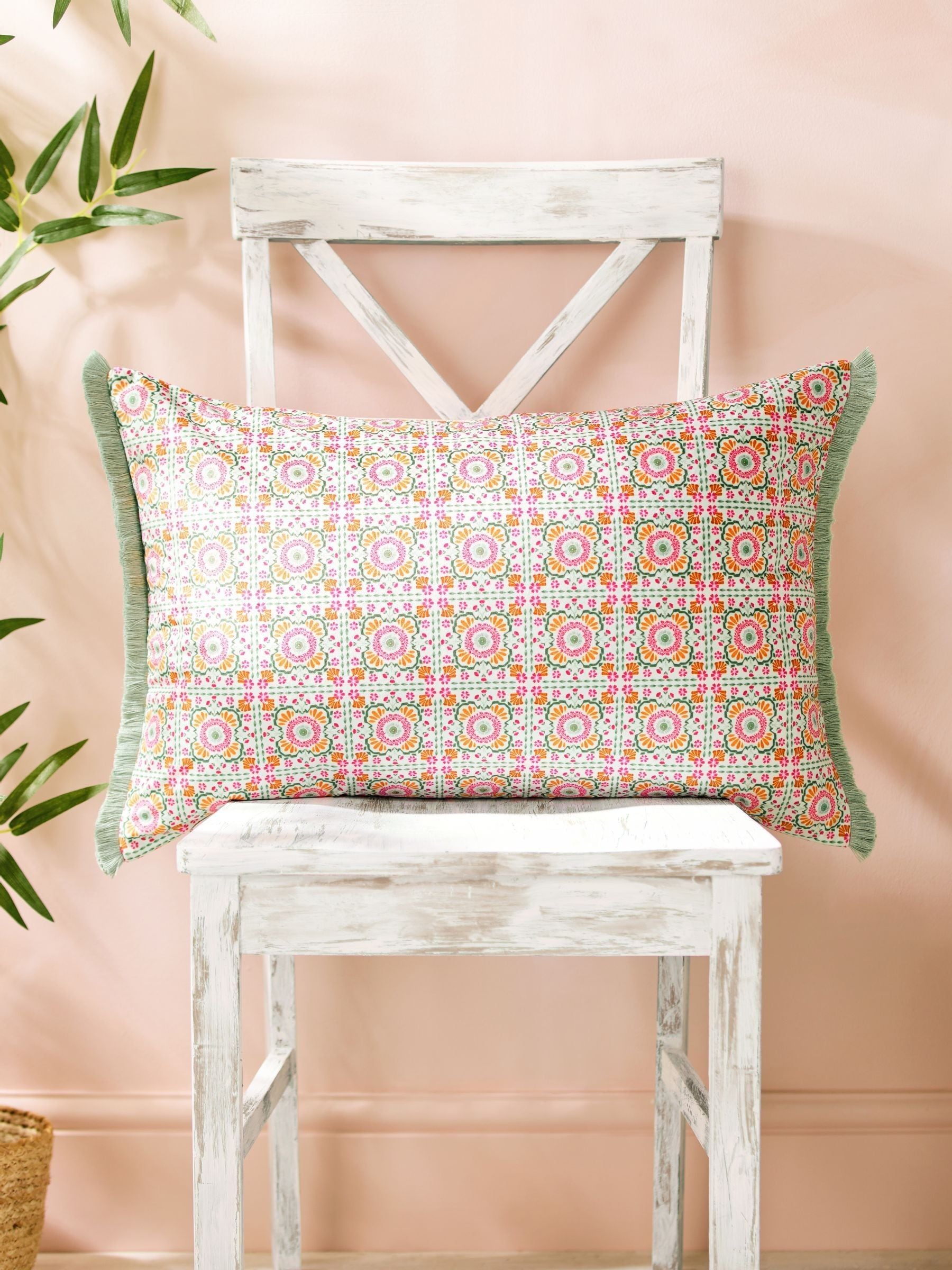 Joe Browns pink Herons Haven reversible cushion (British brand)