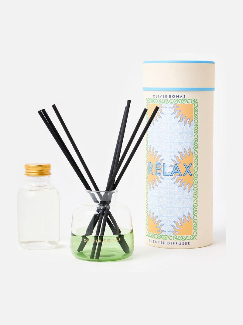 Oliver Bonas Blue Relax white jasmine reed diffuser, imported from the UK