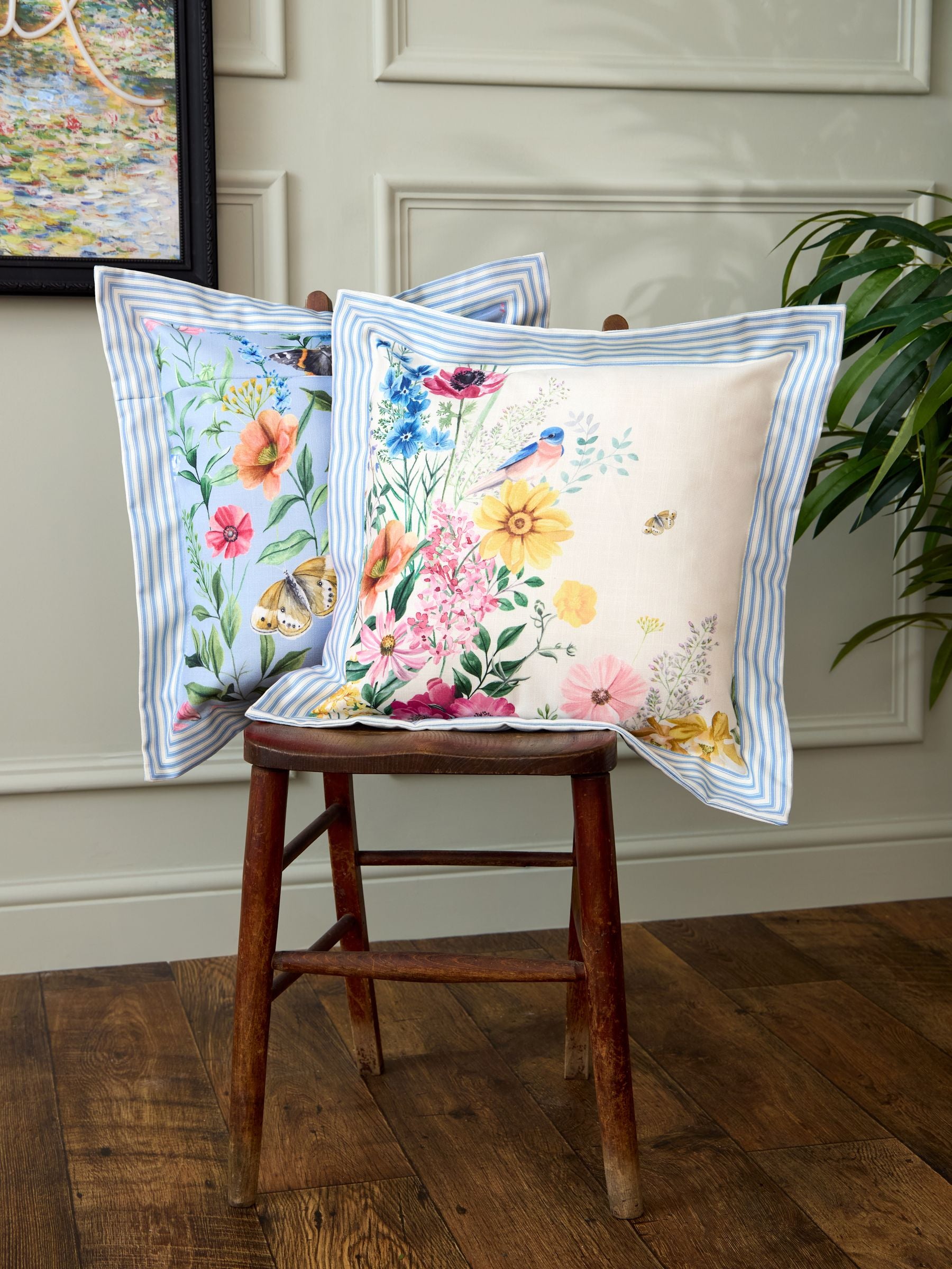 Joe Browns Blue Spring Meadows reversible cushion 45.5cm, UK version