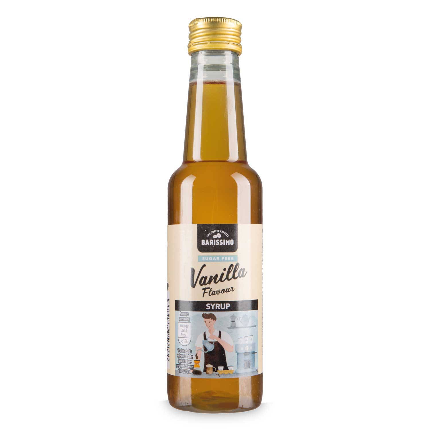 Vanilla coffee syrup for barista-style drinks - British product