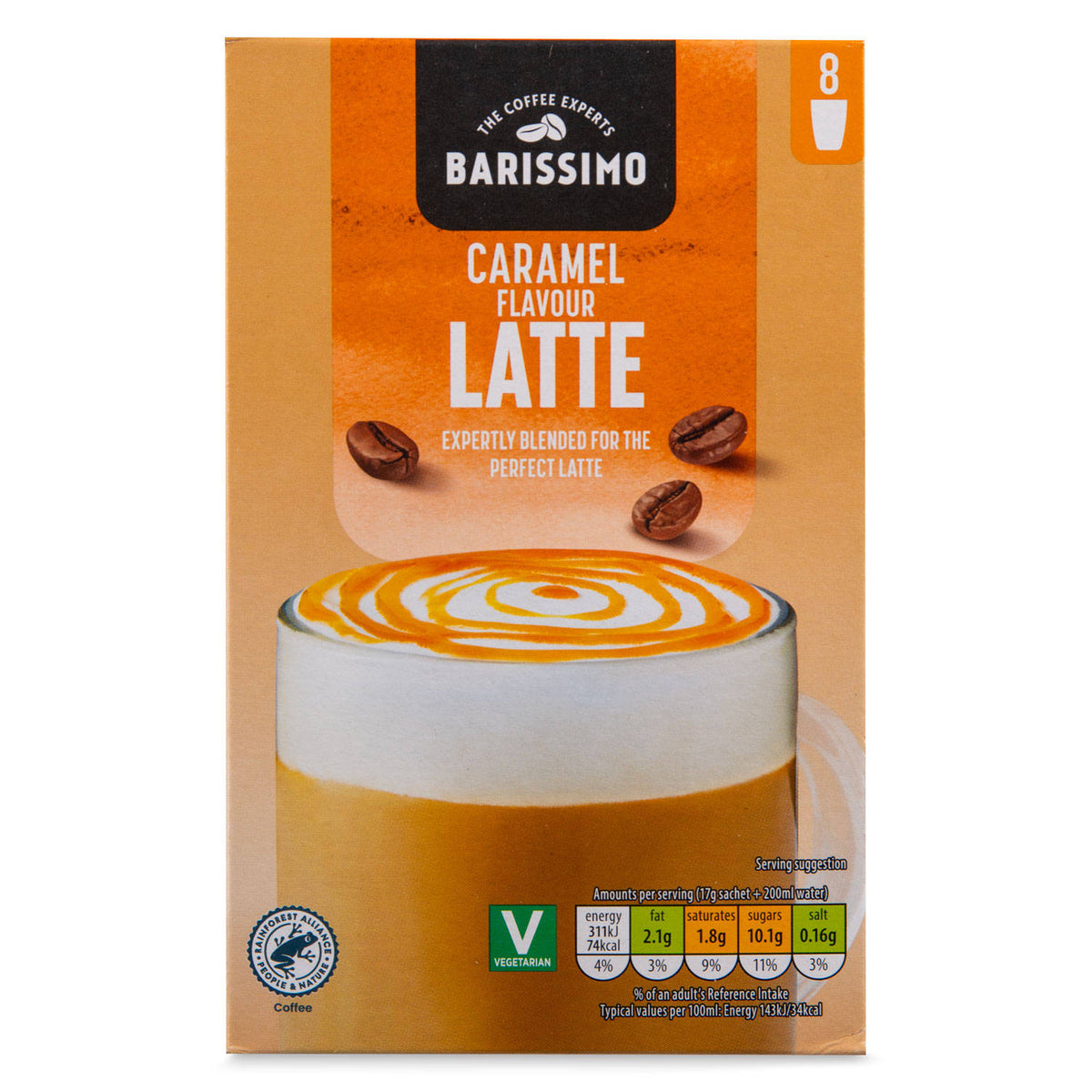 Vanilla latte instant coffee sachets - British product