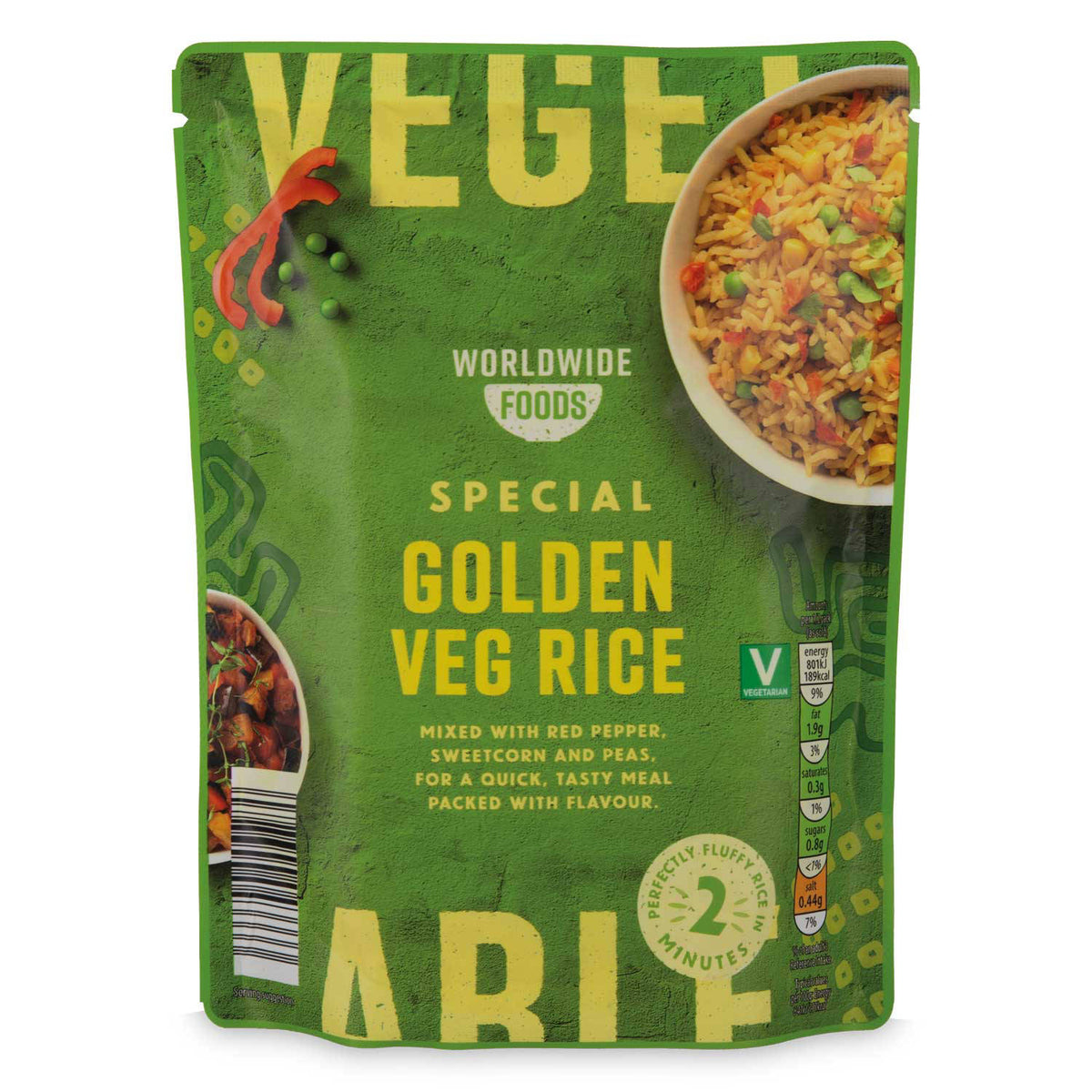 Vegetable rice pouch with mixed vegetables, imported from the UK