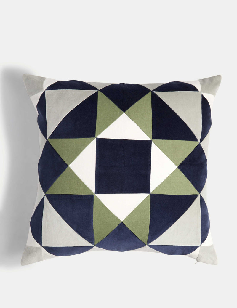 Geometric cushion velvet 50cm square (British brand)