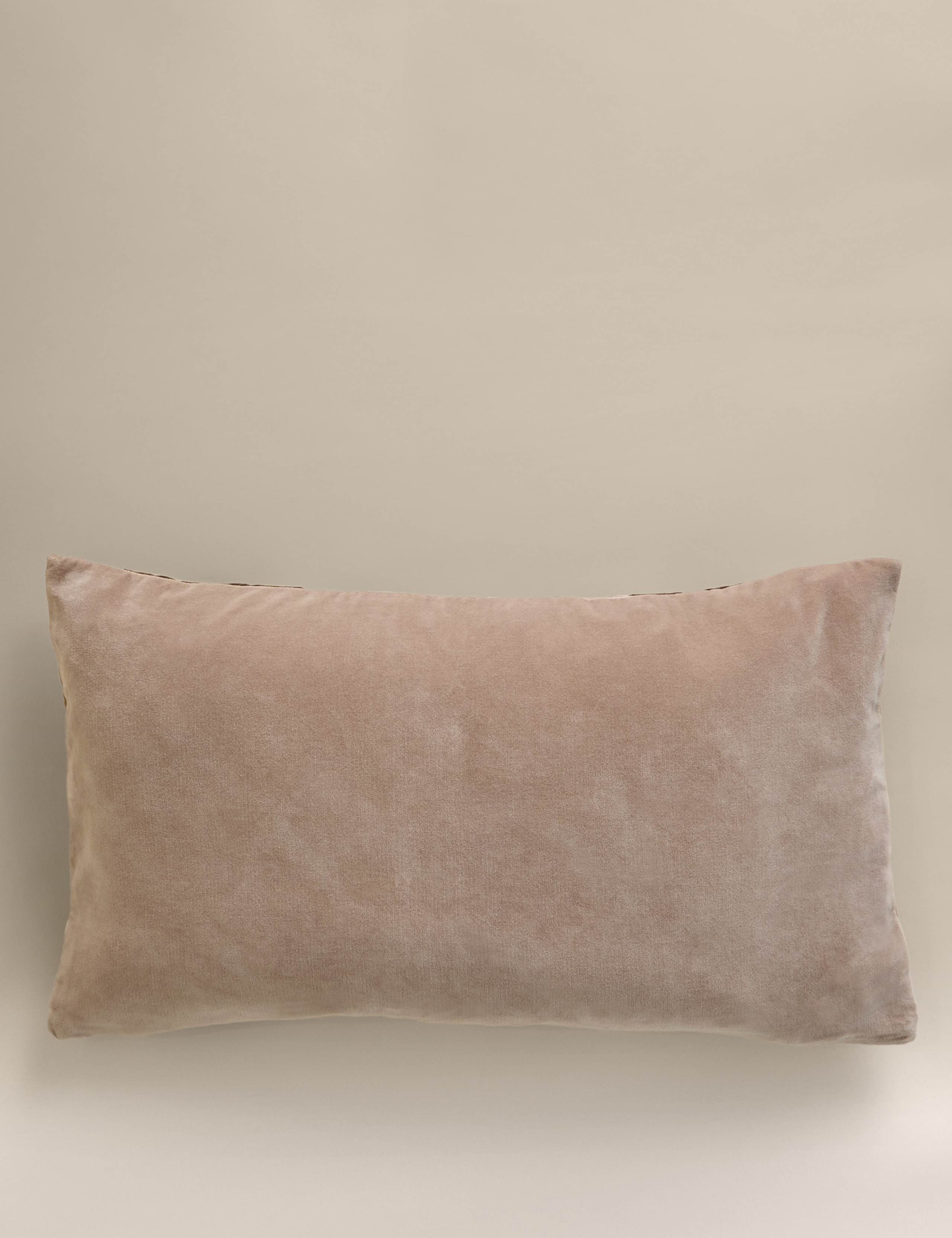 Velvet geometric patchwork bolster cushion 60cm, imported from the UK