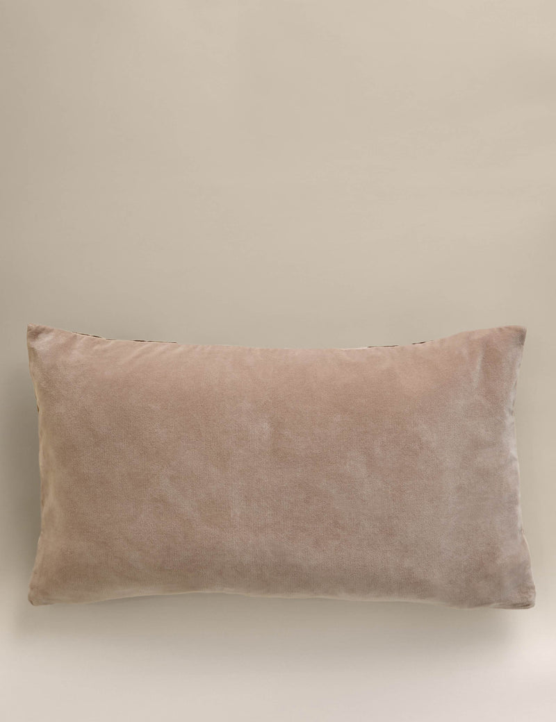 Velvet geometric patchwork bolster cushion 60cm, imported from the UK