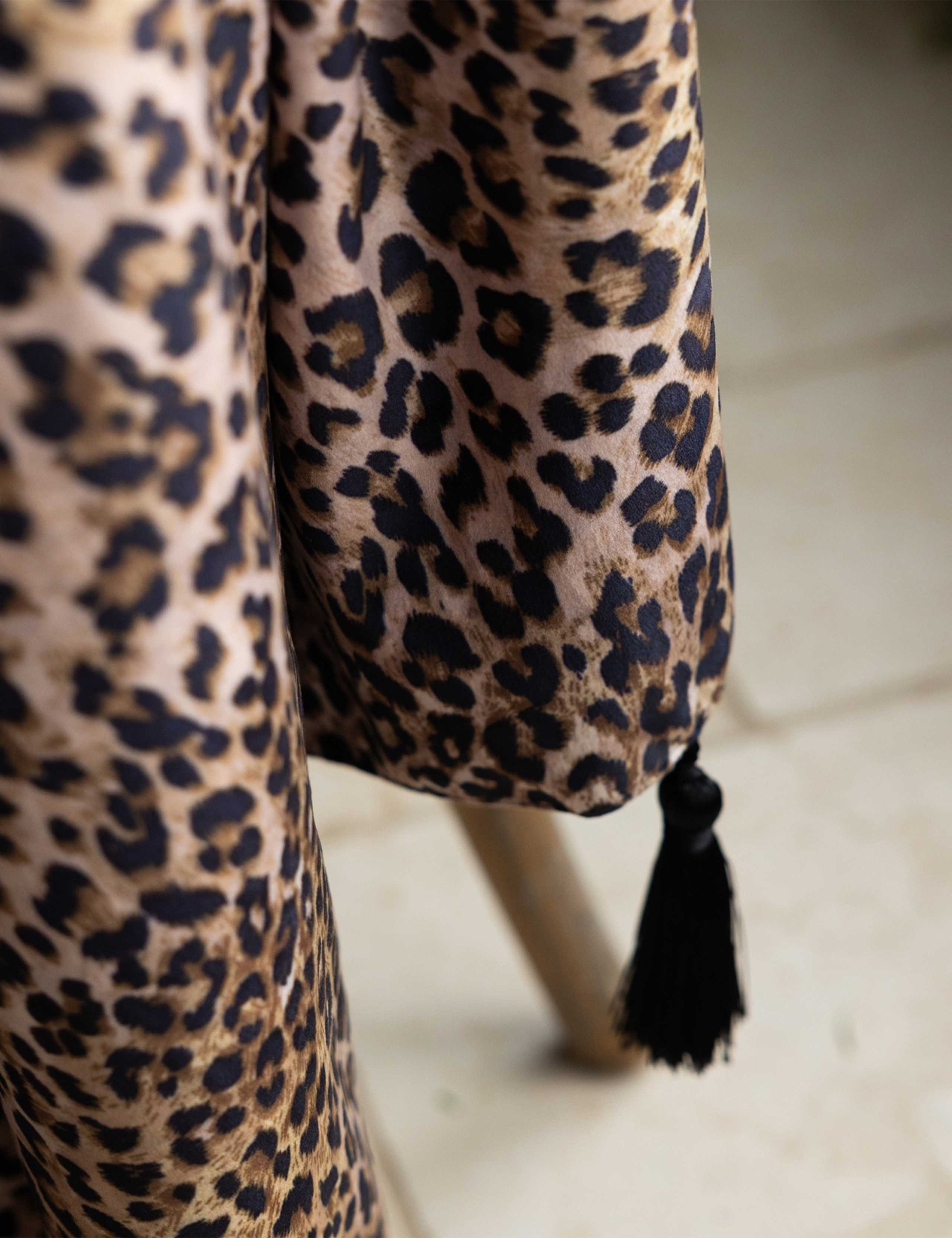 Rockett St George velvet leopard print tasselled throw (British brand)