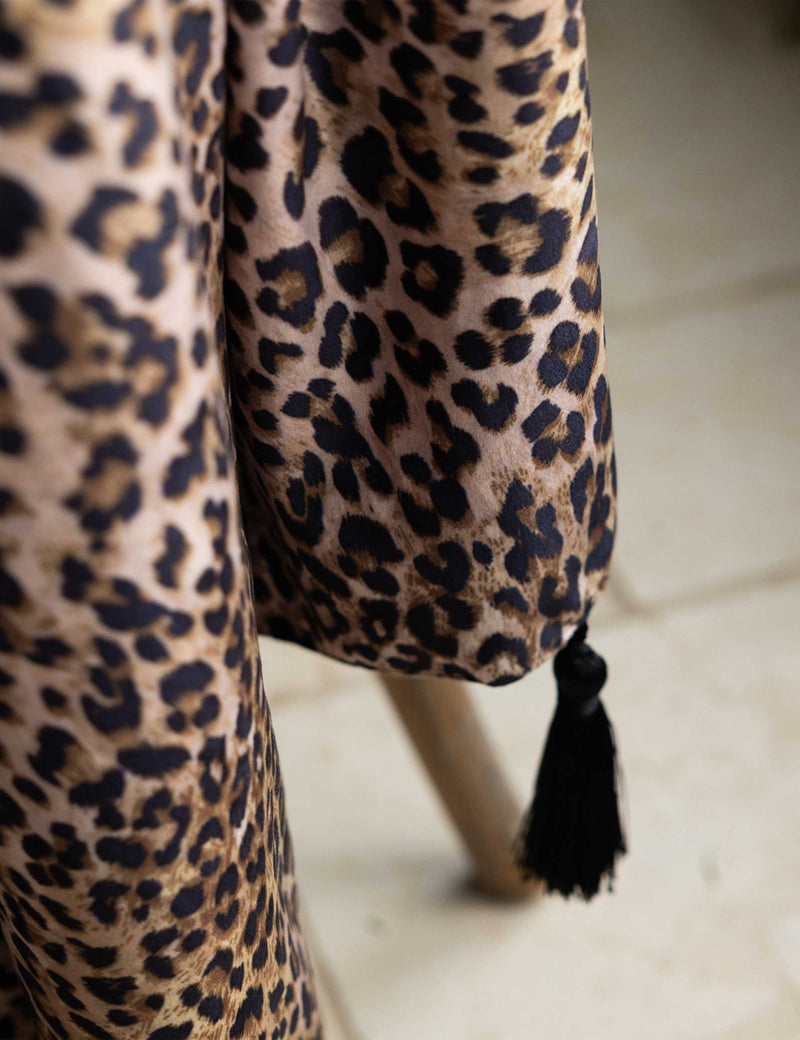Rockett St George velvet leopard print tasselled throw (British brand)
