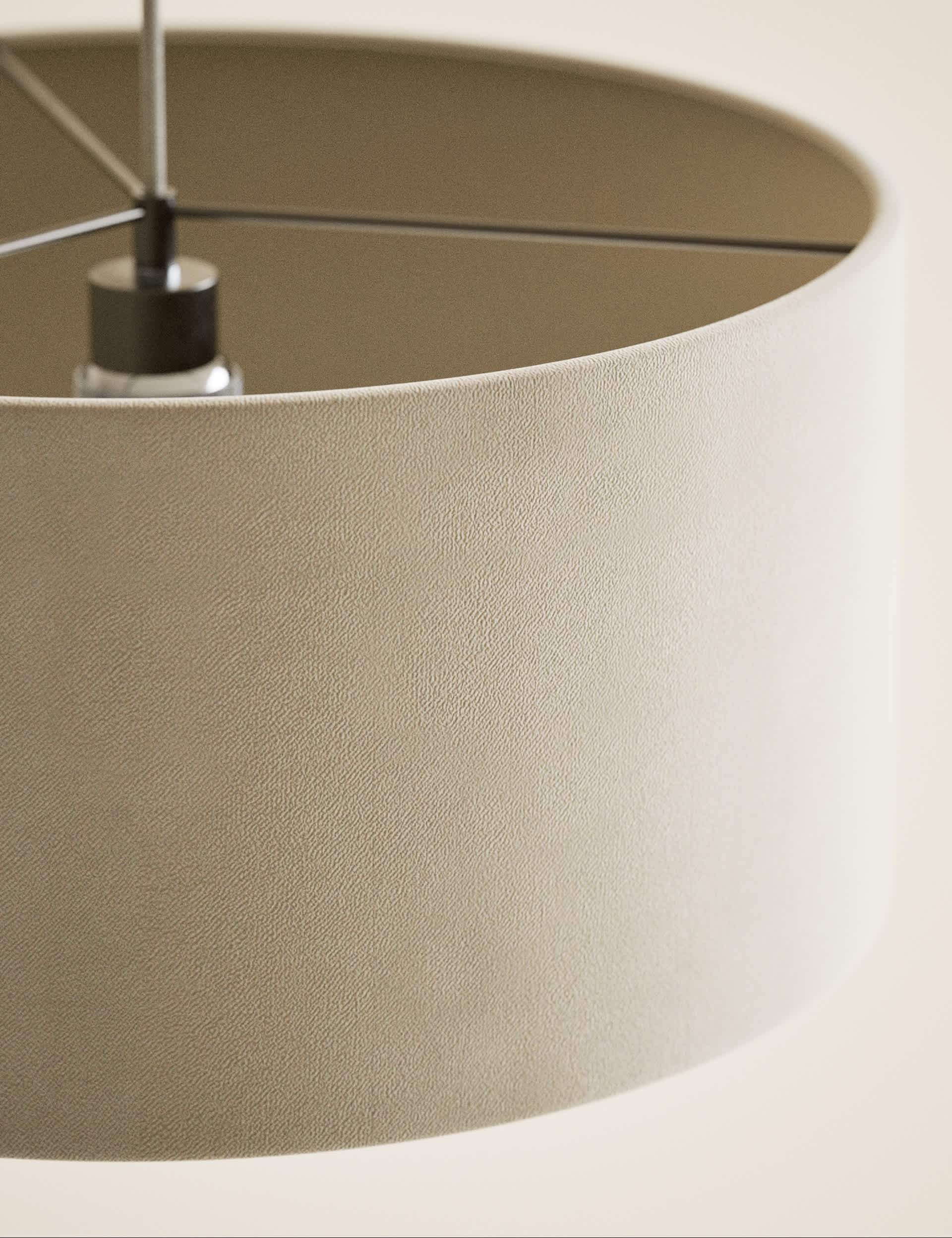 Velvet oversized ceiling lamp shade with soft finish (British brand)