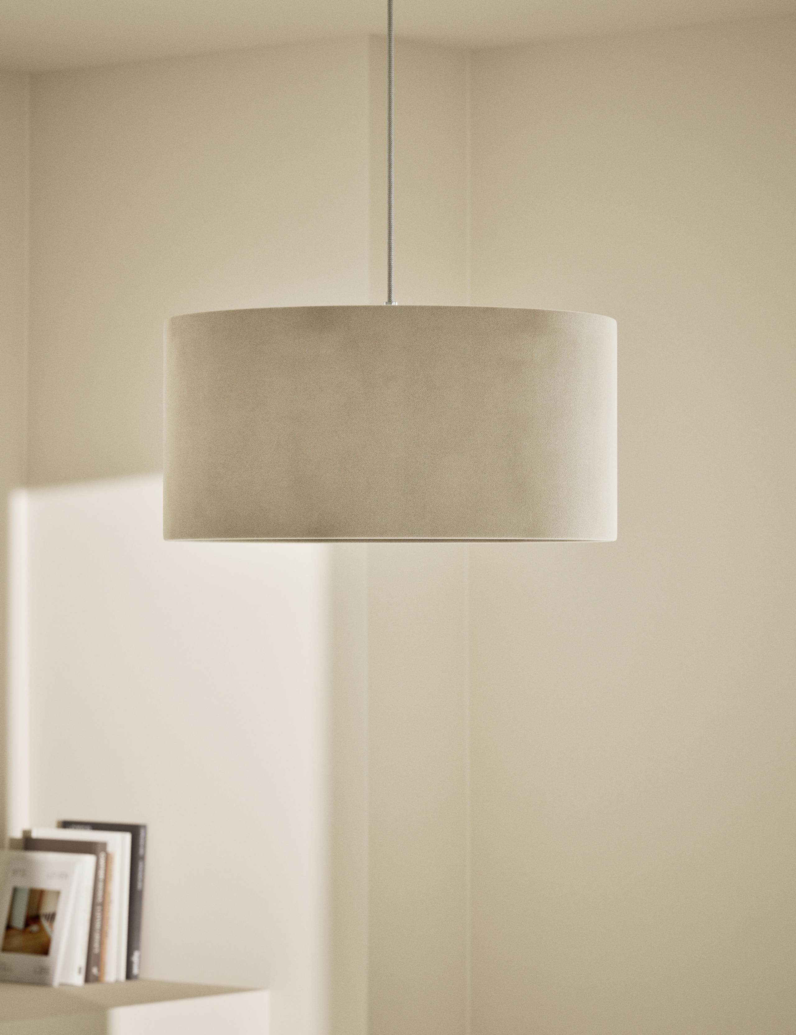 Velvet oversized ceiling lamp shade with soft finish (British brand)