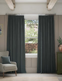 Velvet pencil pleat curtains with thermal lining, imported from the UK