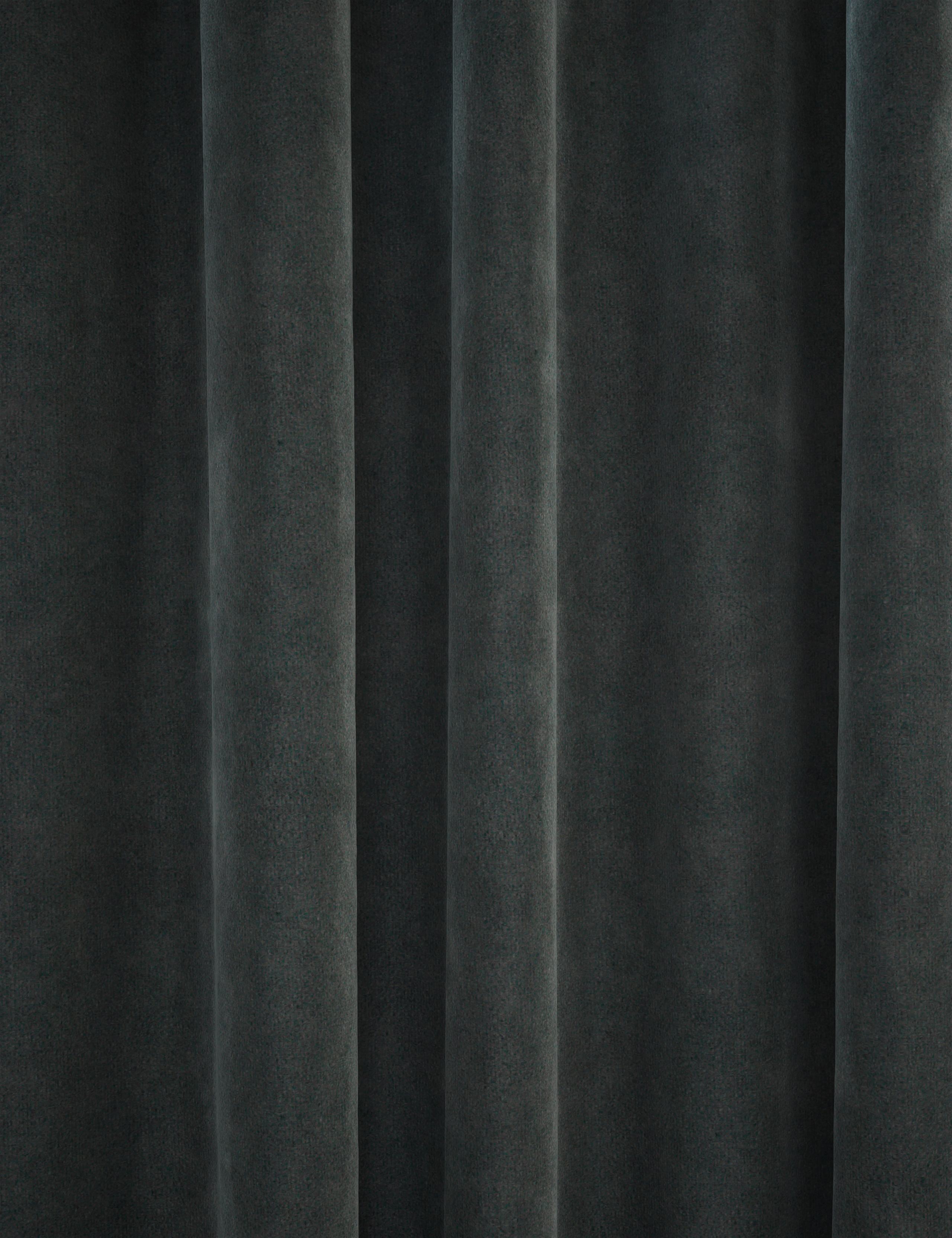 Velvet pencil pleat curtains with thermal lining, imported from the UK