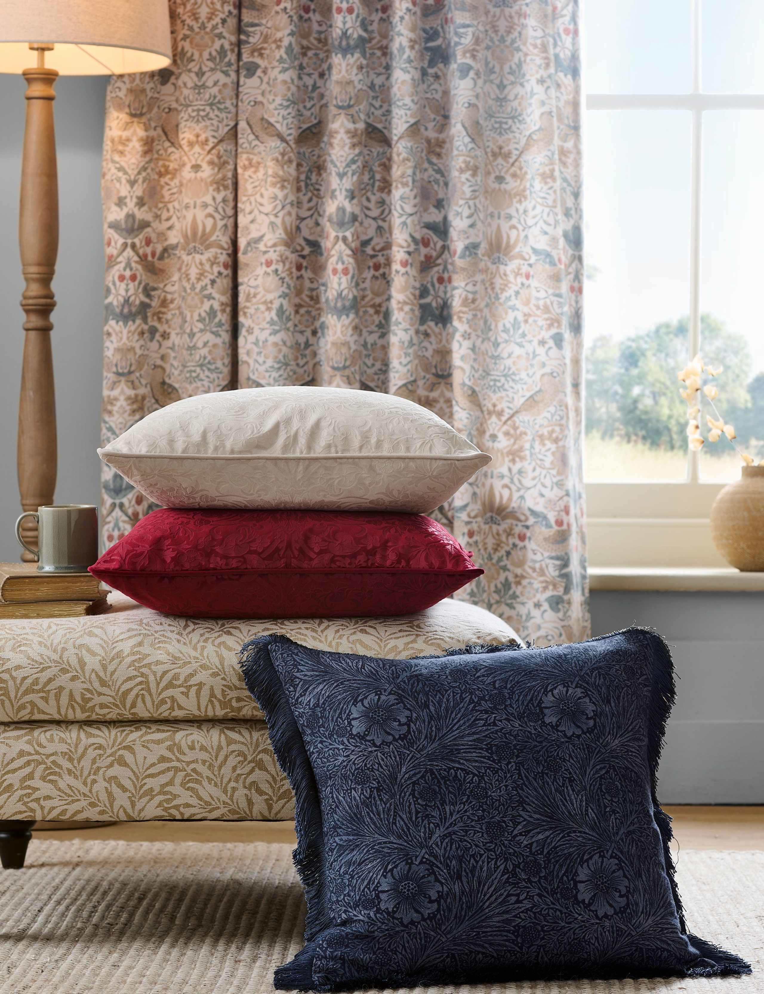 William Morris Strawberry Thief velvet cushion 50cm (British brand)