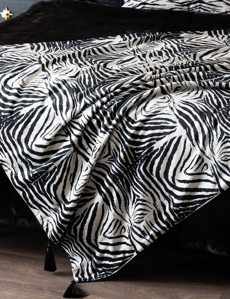 Rockett St George velvet zebra tassled throw, imported from the UK