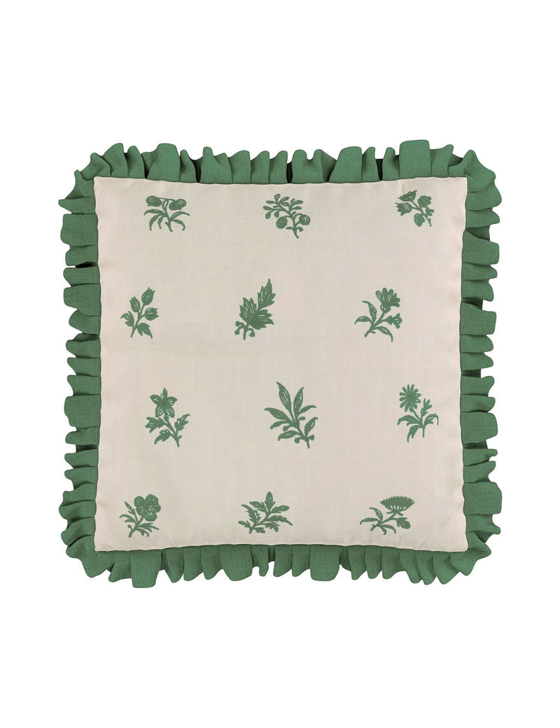 Verdant Bouquet frill square cushion 45cm, imported from the UK