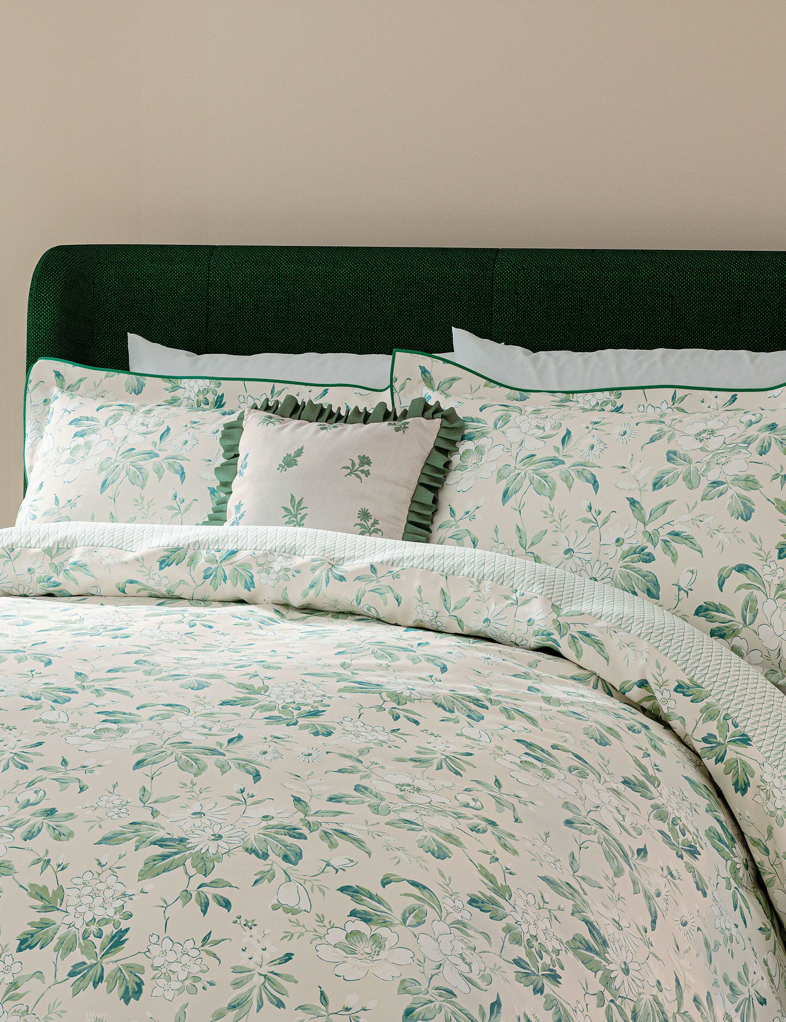 Verdant Bouquet frill square cushion 45cm, imported from the UK