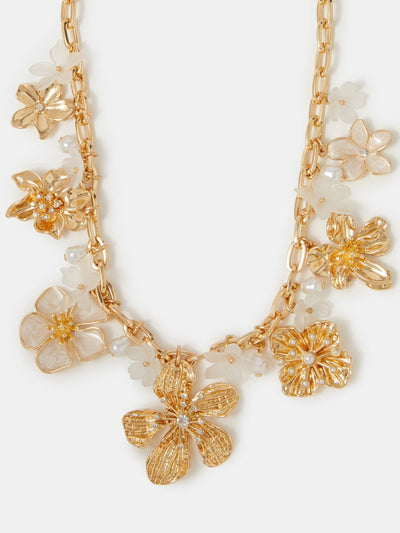 Next Accessorize Cream Statement Pearl Flower Necklace- Buy online at McGrocer