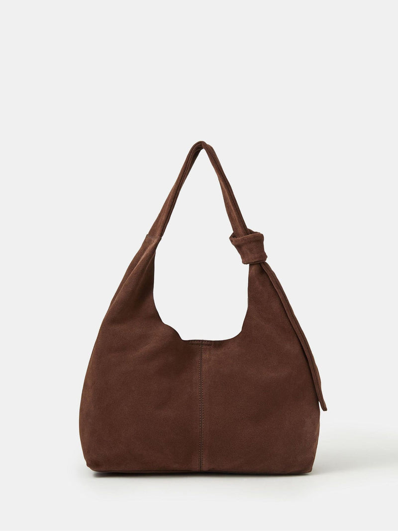 Accessorize brown leather slouchy knot shoulder bag, imported from the UK