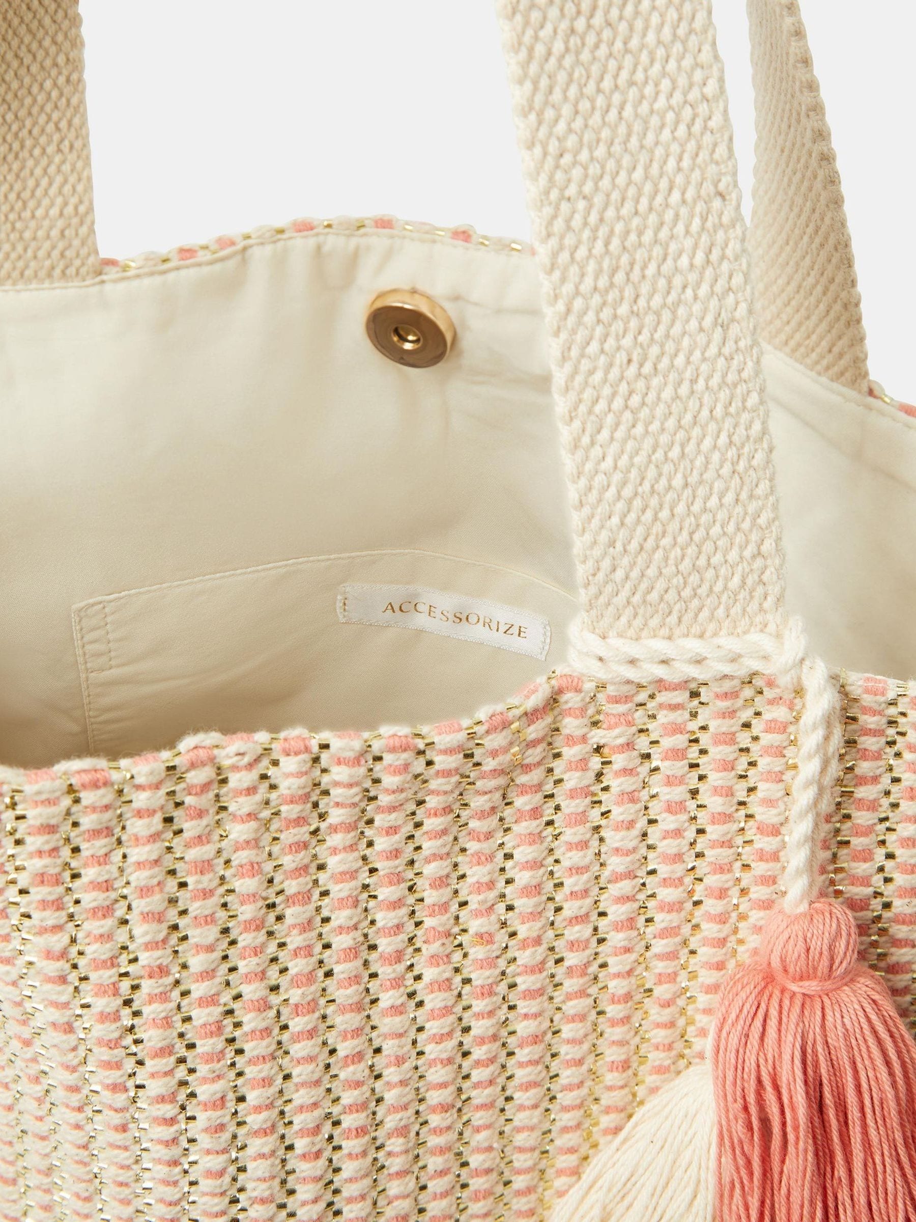 Accessorize natural woven metallic beach bag - British product