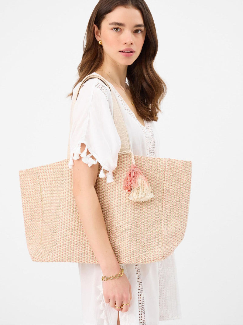 Accessorize natural woven metallic beach bag - British product
