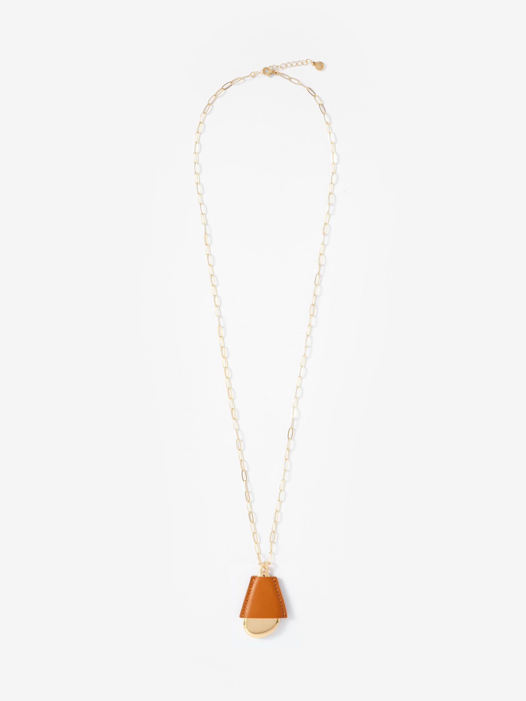 Mint Velvet gold tone faux leather cased pendant necklace, UK version