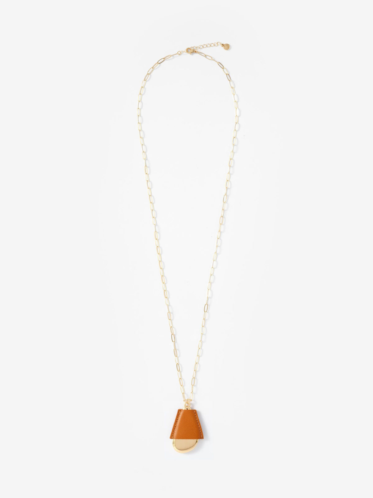 Mint Velvet gold tone faux leather cased pendant necklace, UK version
