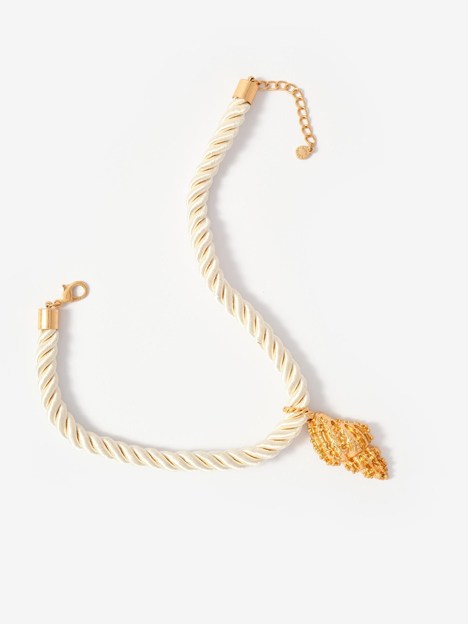 Mint Velvet gold tone shell rope necklace, UK version