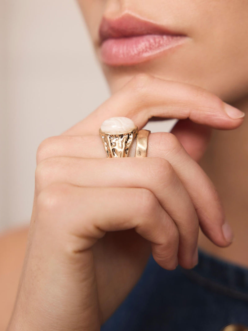 Mint Velvet gold tone hammered rings 2 pack - British product