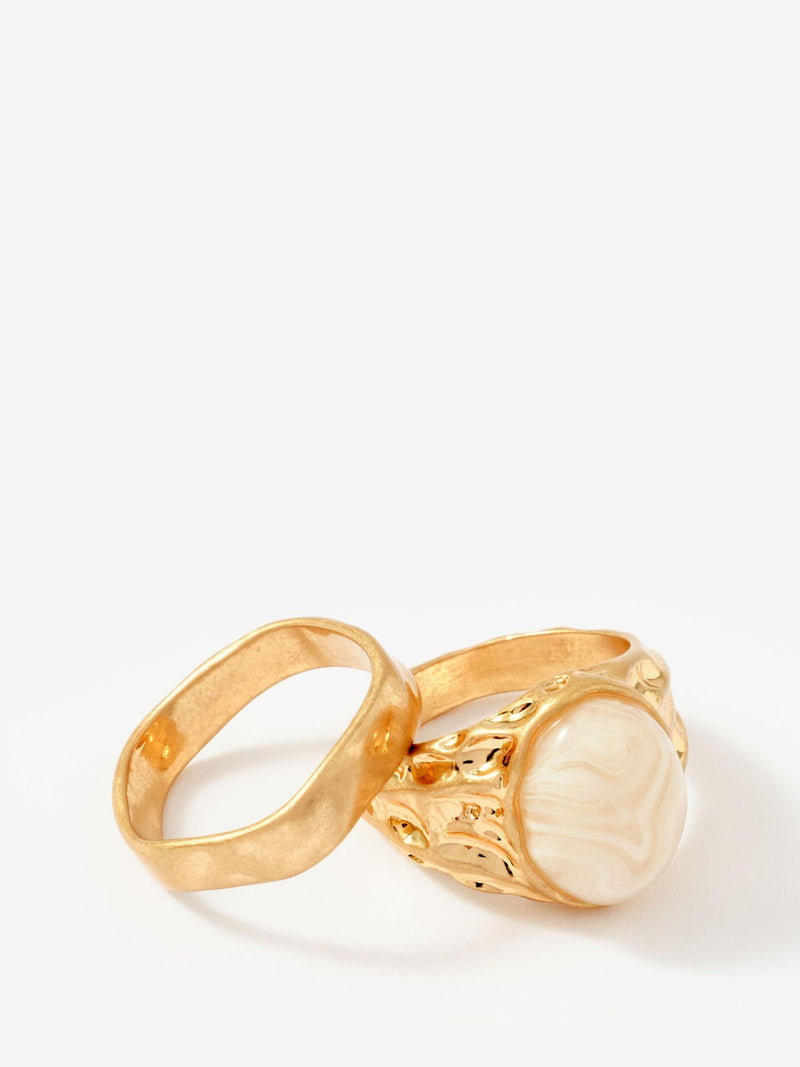 Mint Velvet gold tone hammered rings 2 pack - British product