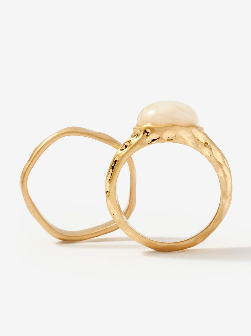 Mint Velvet gold tone hammered rings 2 pack - British product