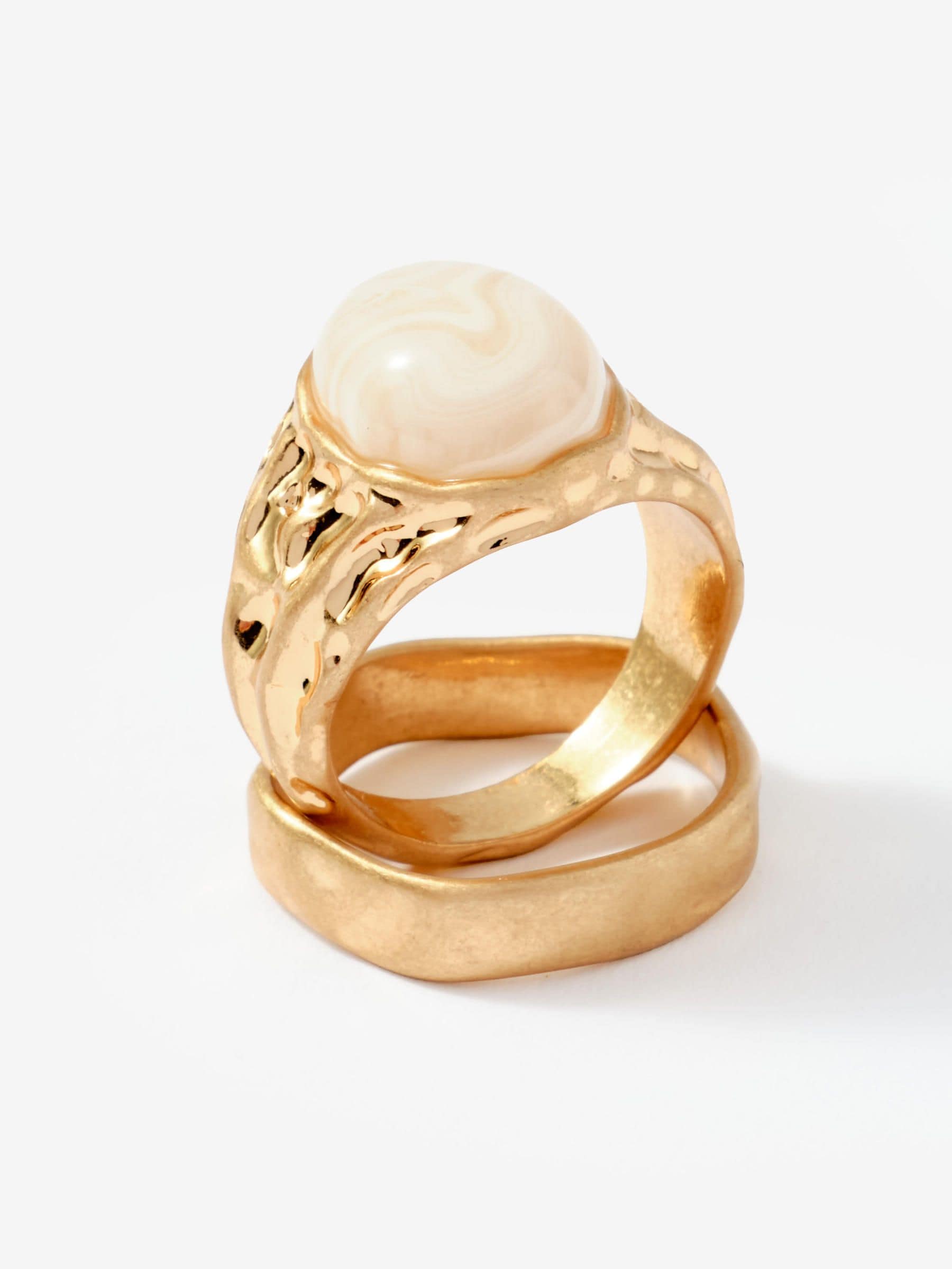 Mint Velvet gold tone hammered rings 2 pack - British product
