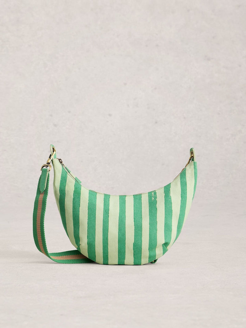 White Stuff canvas cross-body bag green white - British product