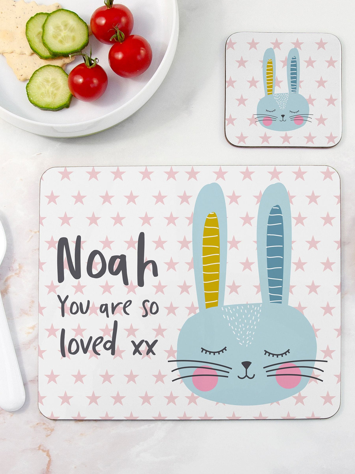 Treat Republic Personalised Easter Bunny Placemat and Coaster Set
