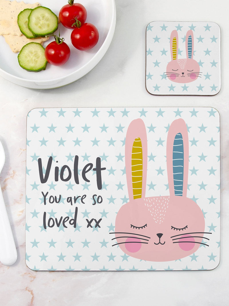 Treat Republic Personalised Easter Bunny Placemat and Coaster Set