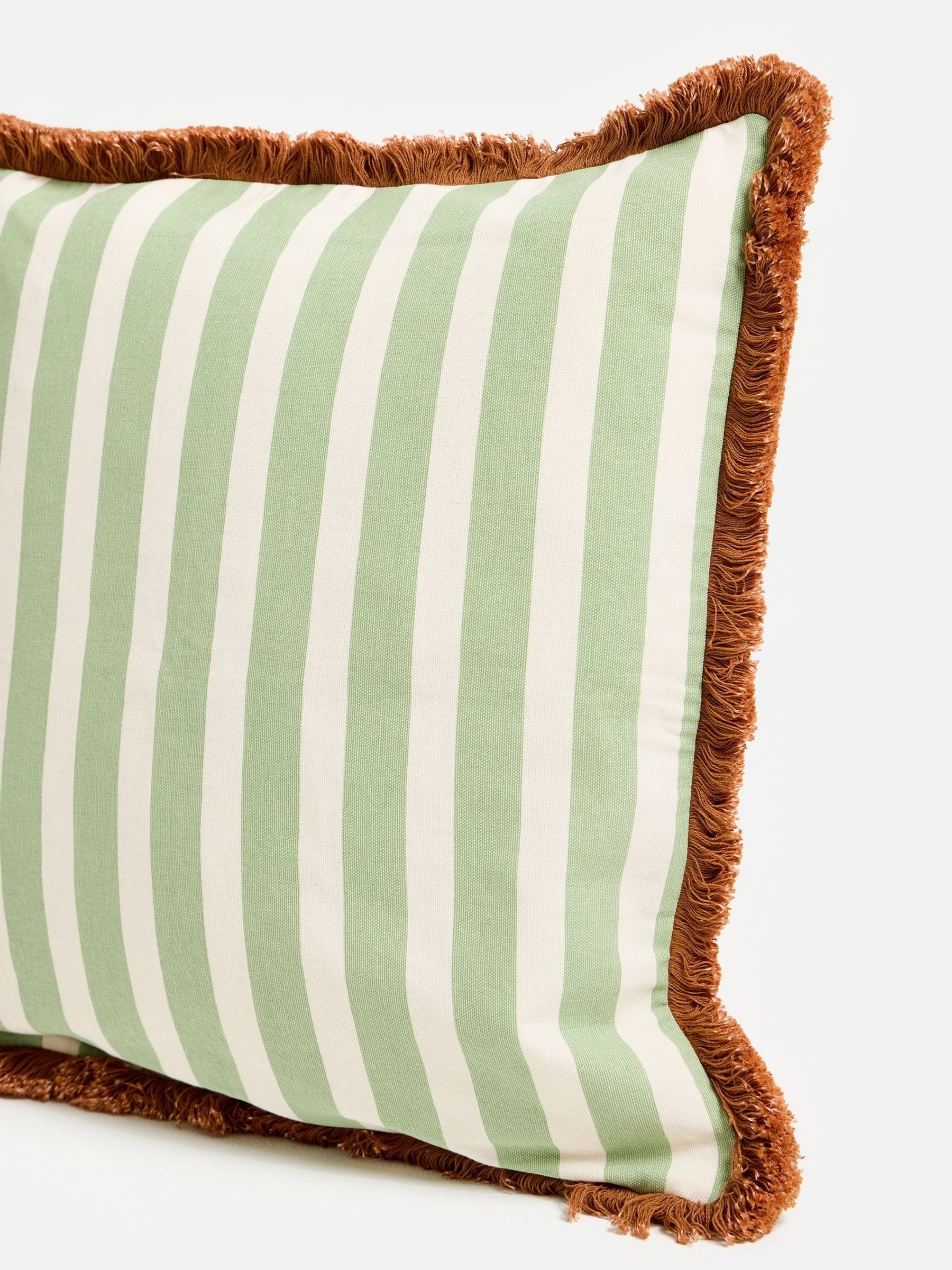 Oliver Bonas cushion cover green Issey striped 45cm, imported from the UK
