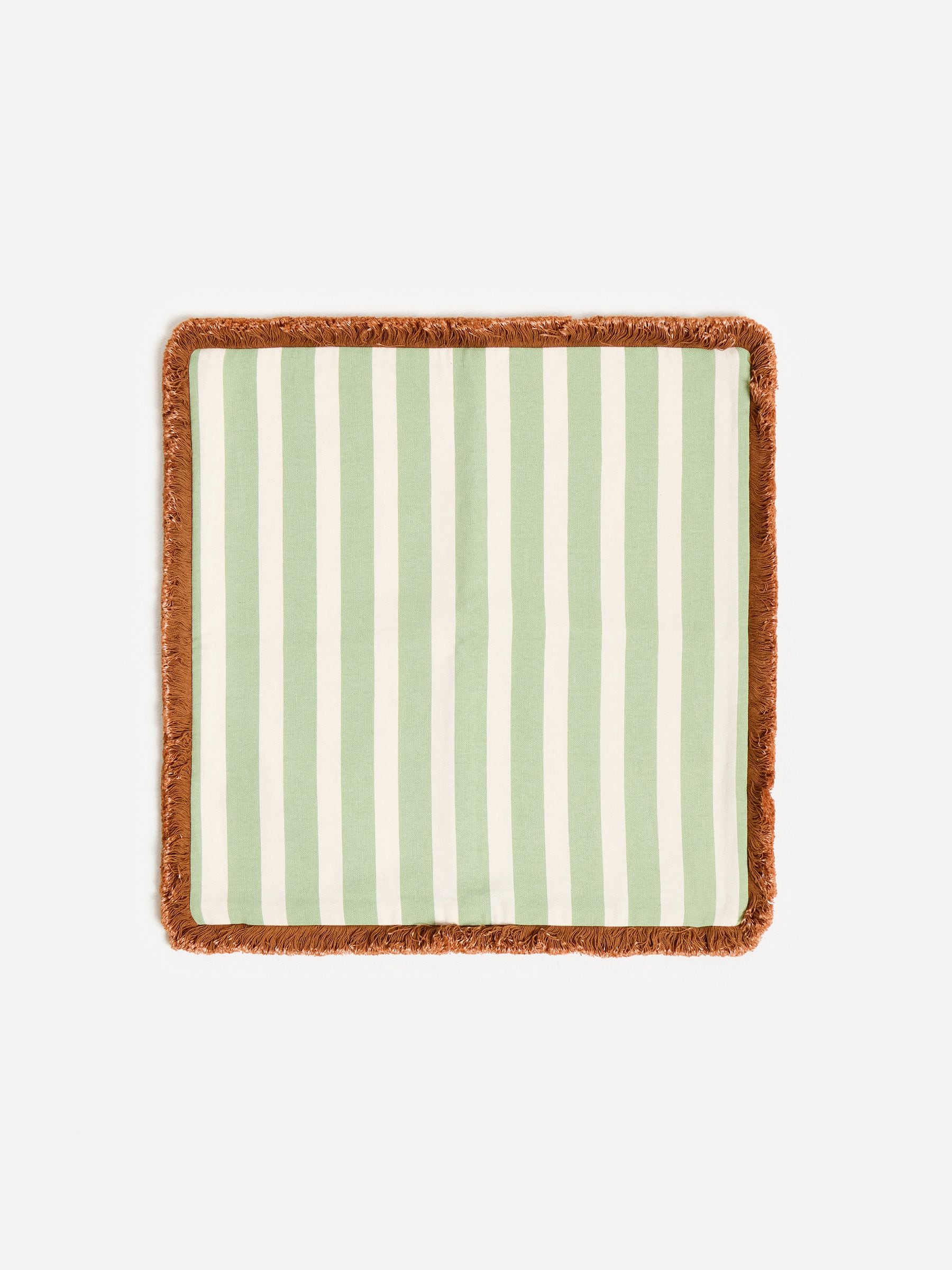 Oliver Bonas cushion cover green Issey striped 45cm, imported from the UK