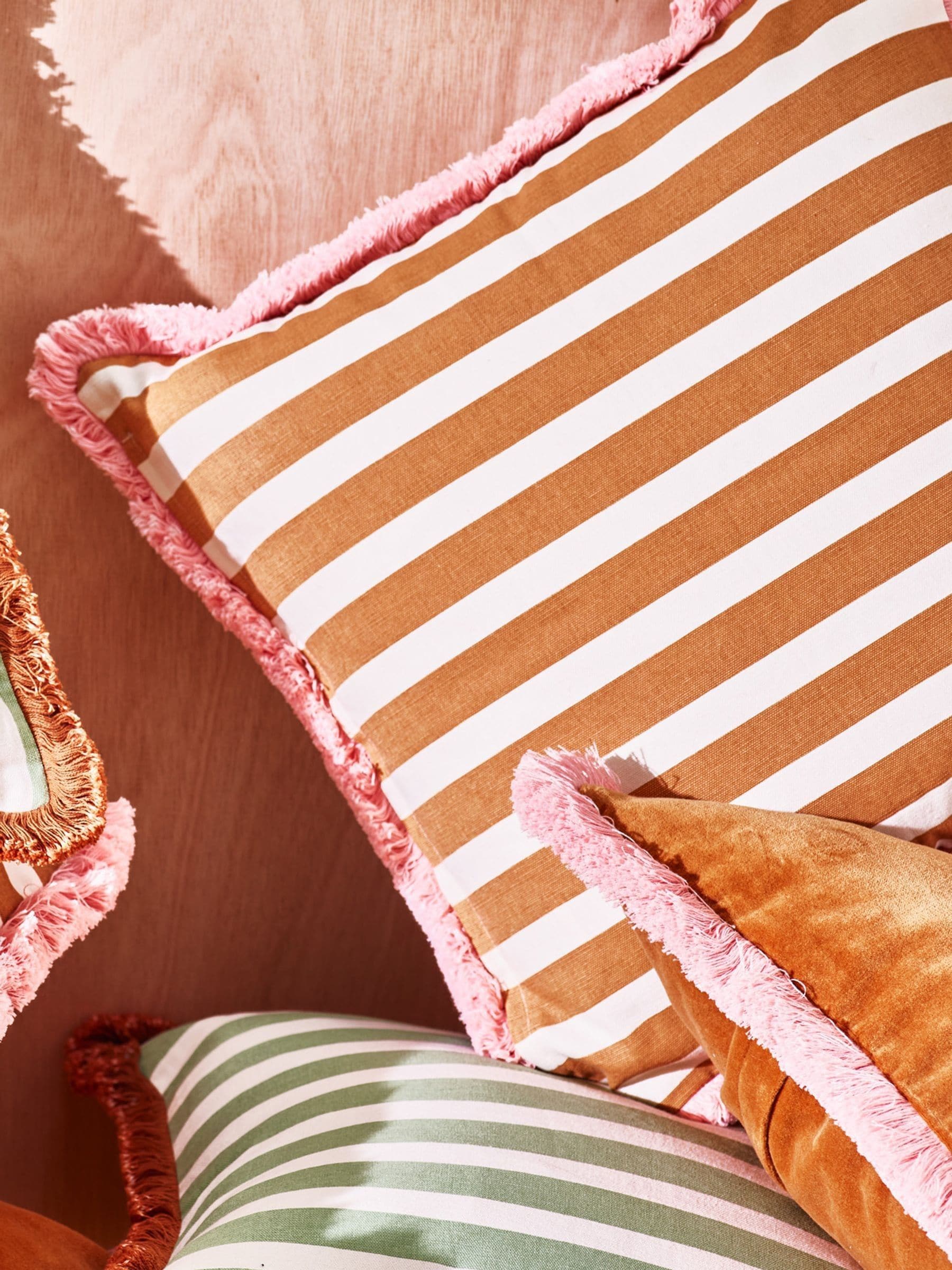 Oliver Bonas Green Issey Striped Cushion Cover 45cm