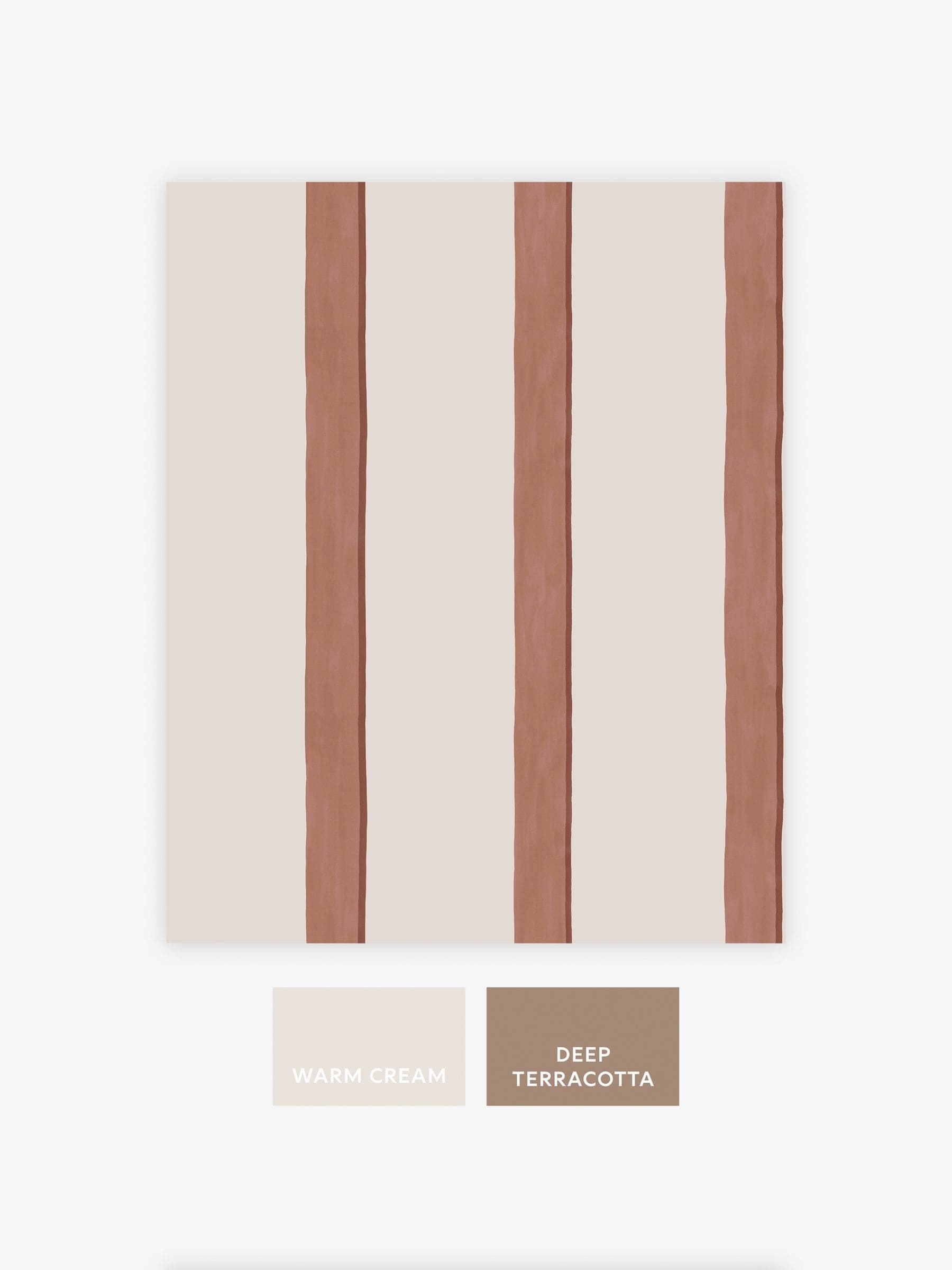 Rust Painted Stripe wallpaper sample A4, imported from the UK